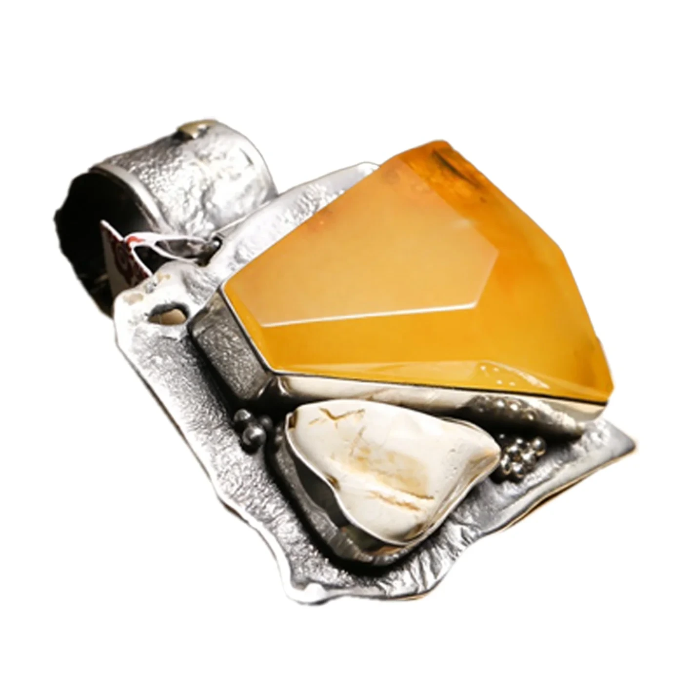Pendenti ta 'l-Għasel ta' l-Ambra sabiħ ħafna Amber Klassiku Rari ta 'Stil Vintage 925 Pendenti tal-fidda Sterling 1