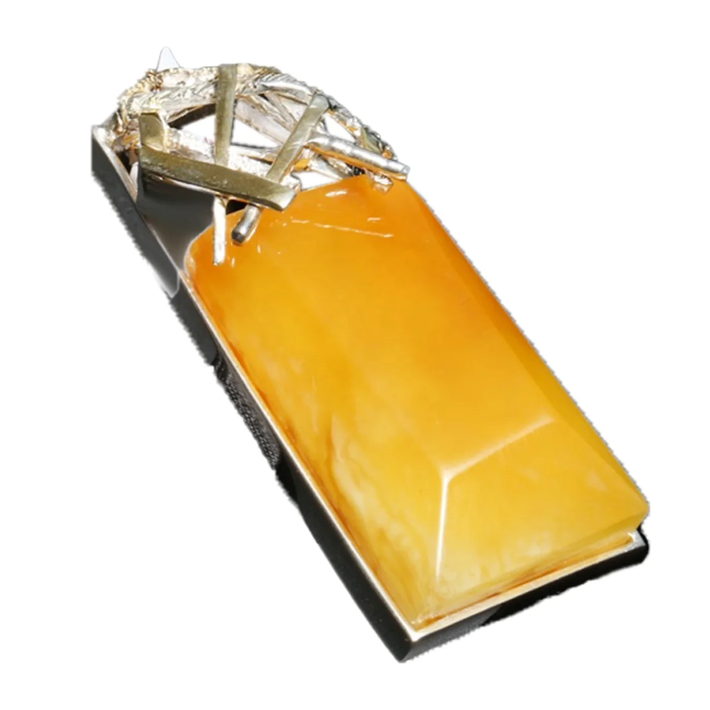 Butterscotch Baltic Amber Rektangelhänge 925 Silver Unisex 1