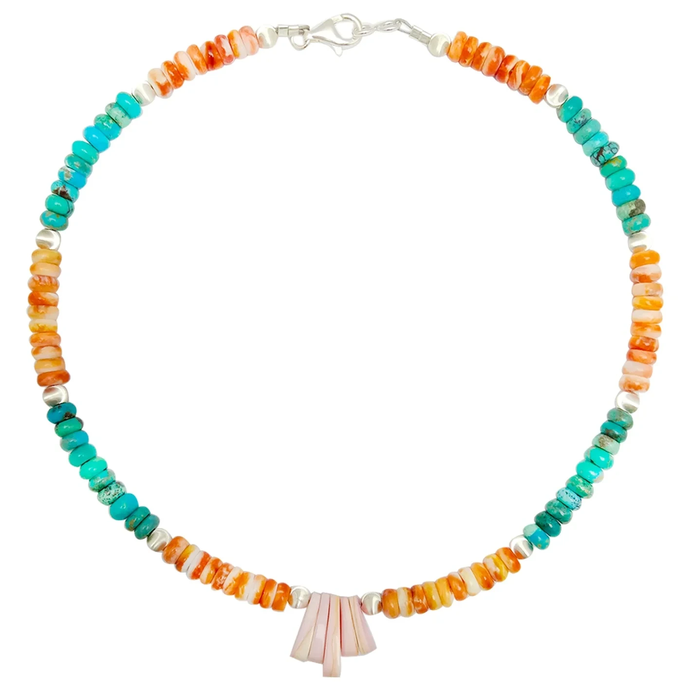 Turquoise Adayeba Ati Ọsan Oyster Spiny Pẹlu Pink Opal Roundle Beads 925 Awọn Ilẹkẹ Fadaka Awọn Ẹbun Alailowaya Afọwọṣe Fun Awọn Obirin 1
