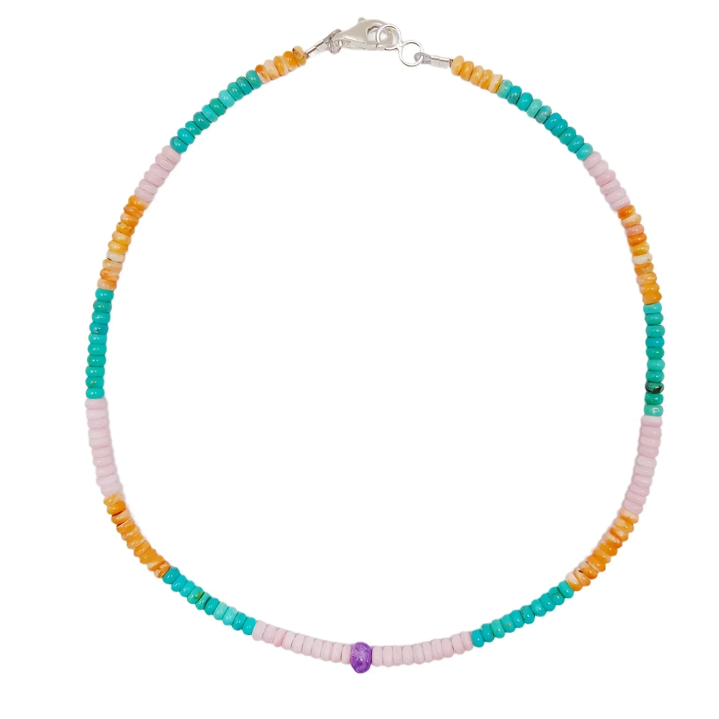 Natural Turquoise Charoite Drop And Pink Opal Roundle Beads With Spiny Oyster As Woundful Gift For Family 1