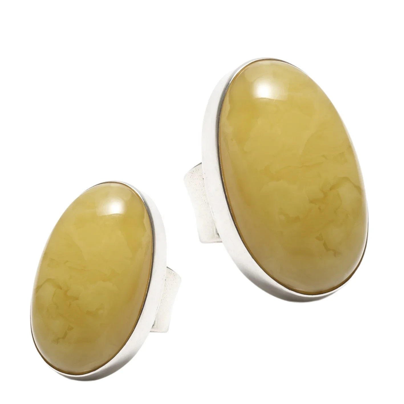 Baltic Amber Ring Amber Big Milky Amber Stone Ring Silver Adjustable Ring 1