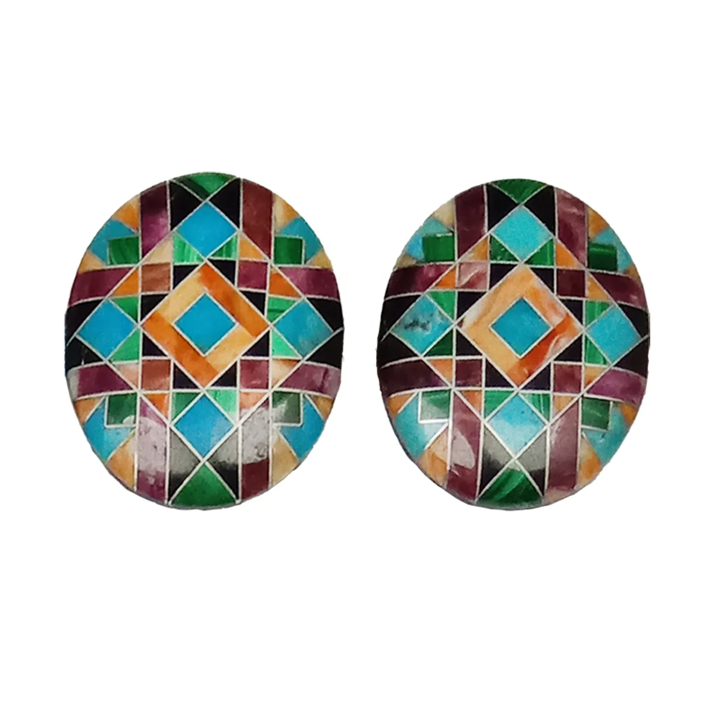 Naturlig turkos Cabochon Mix Färg Oval Form Cabo Flat Back Handgjorda smycken 1