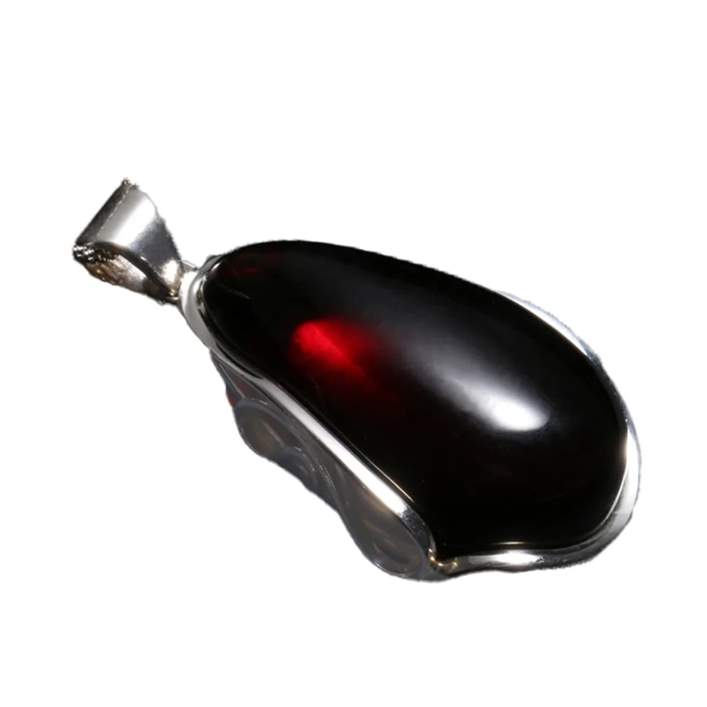 Red Amber Pendant Unique Red Oval Pendant Amber Gift For Women 1