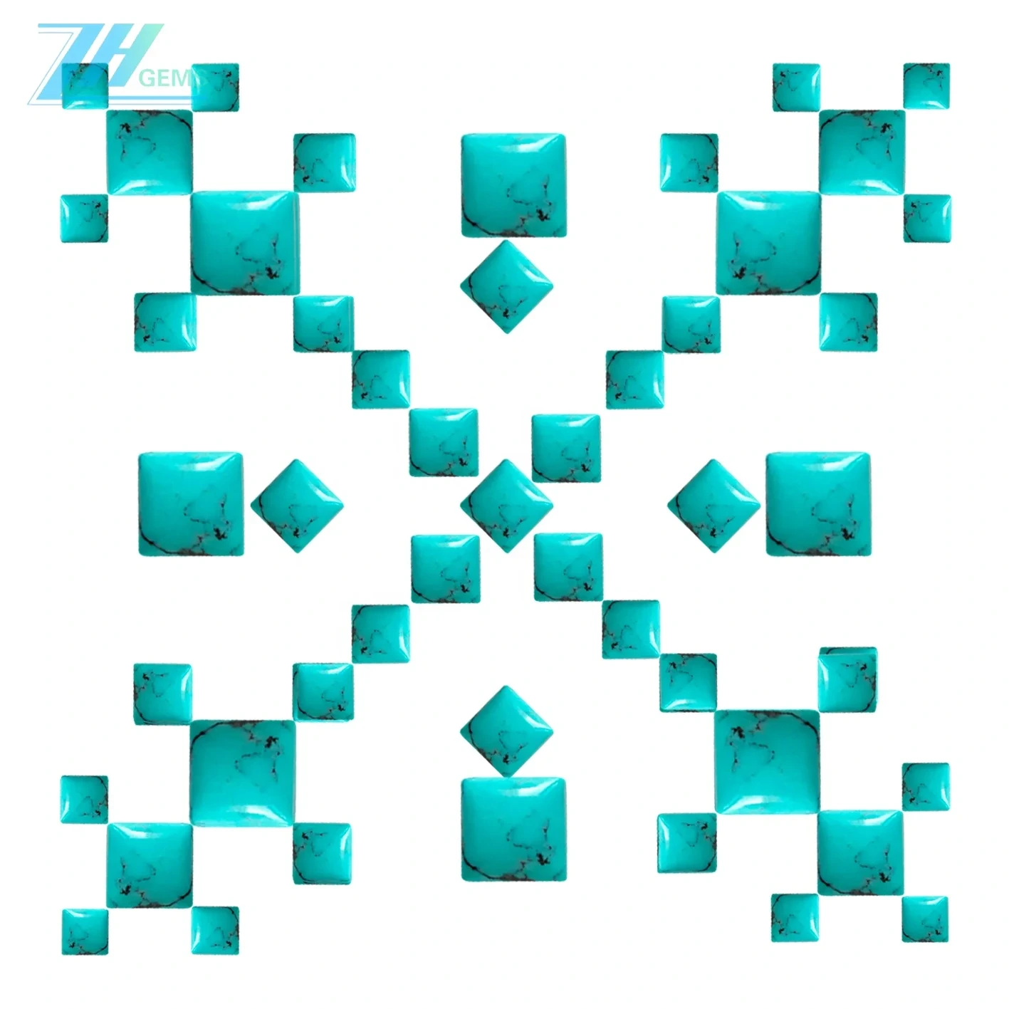 Natural Turquoise Square Cab Size 10*10mm Square Cabochons Genuine Turquoise 1