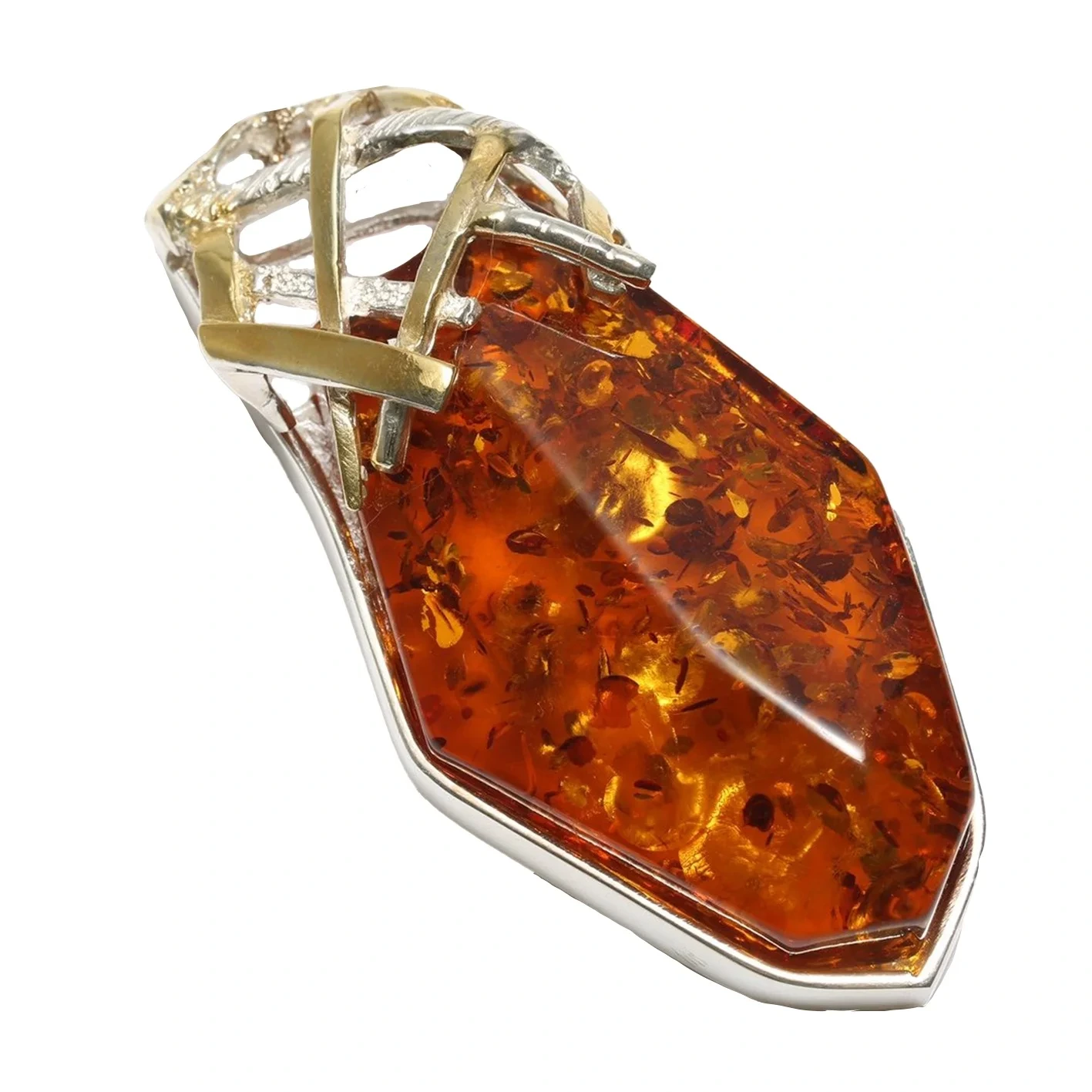 Red Baltic Amber Gold Plated And Sterling Much Silver And Ruby Amber Stone Drop Pendant Cute Red Amber Pendant 1