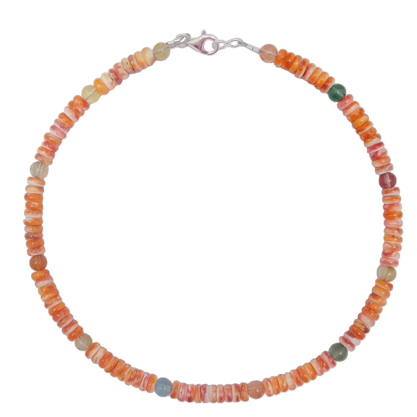 Spiny Oyster Colorful Rutilated Quartz necklace 16inch Mpho ea Matsatsi a Phomolo ea Lehlabula Bakeng sa Mabenyane a Mabenyane a Basali ba Kharebe 1