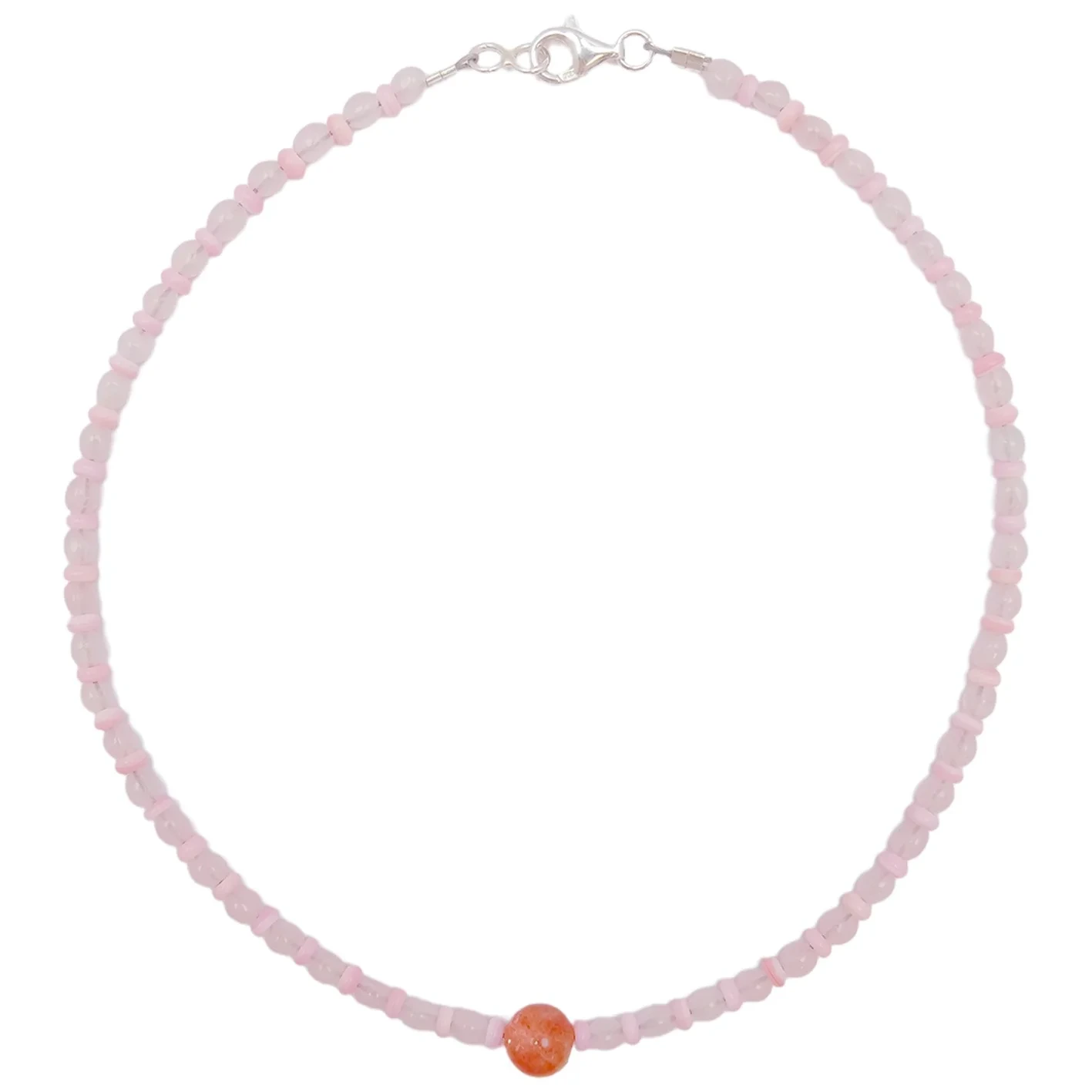 Pink Opal Rose Quartz Rutilated Quartz Pink Colorful With Beautiful Necklace Summer Gift Choice 16inch Jewellery 1