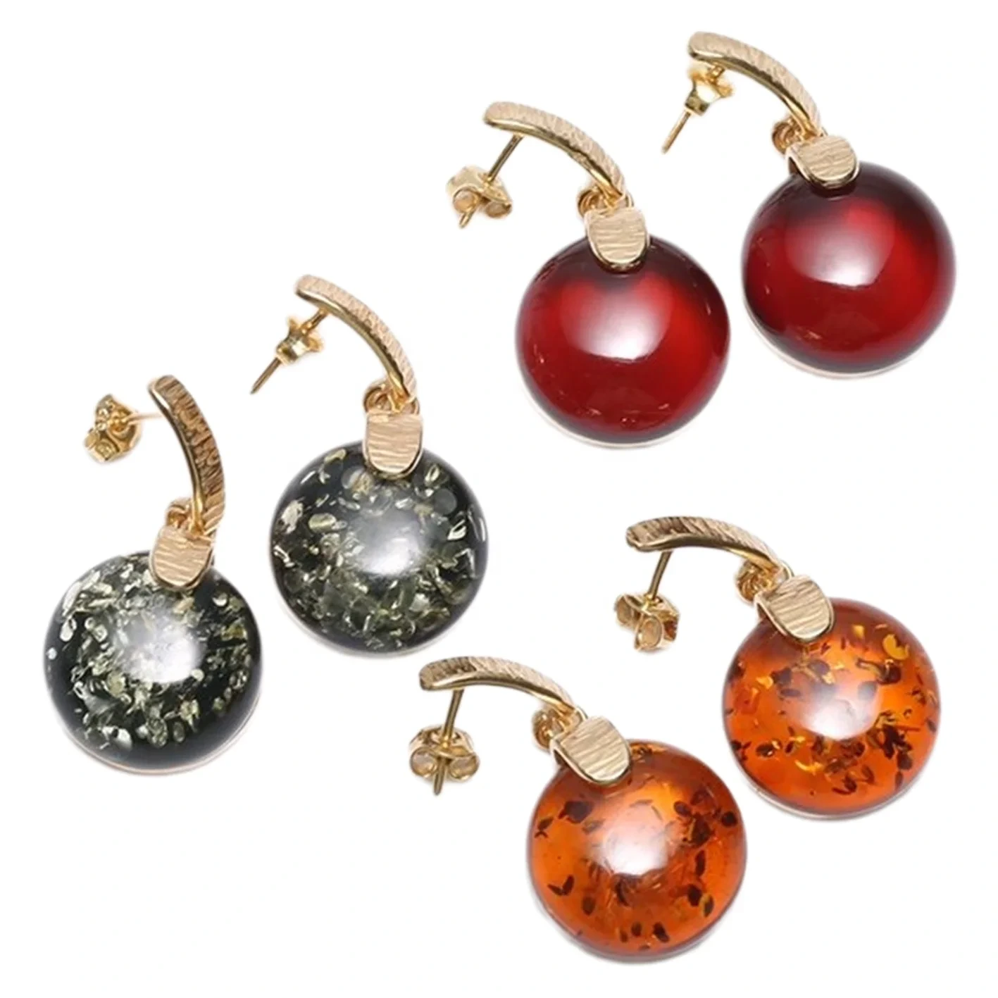 Panjang Merah Baltik Amber Manik-manik Anting-Anting Menjuntai Anting-Anting Merah Mengkilap Amber dan Sterling Silver Warna Cherry untuk Hadiah Wanita 1