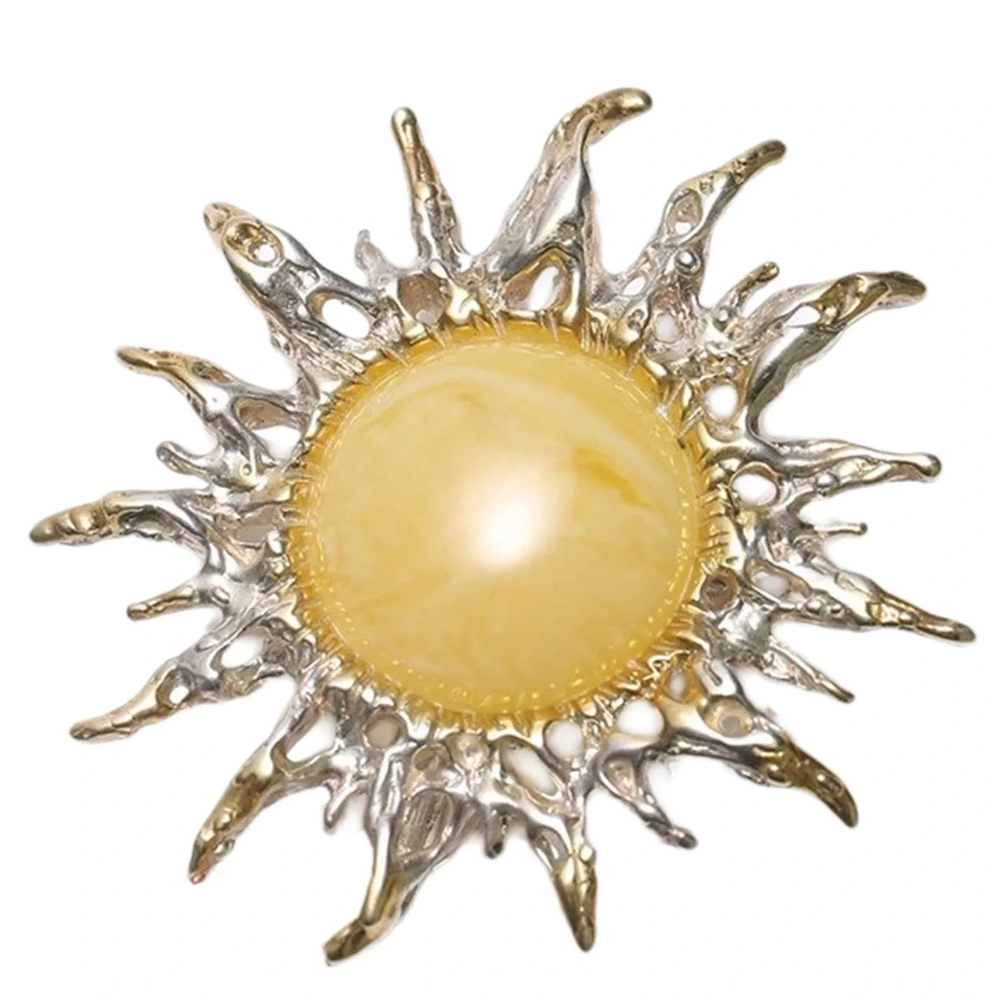 Pandantiv unic chihlimbar galben Pandantiv unisex chihlimbar Bijuterii vindecatoare Chihlimbar baltic Gemstone Yellow 925 Silver Pendant 1