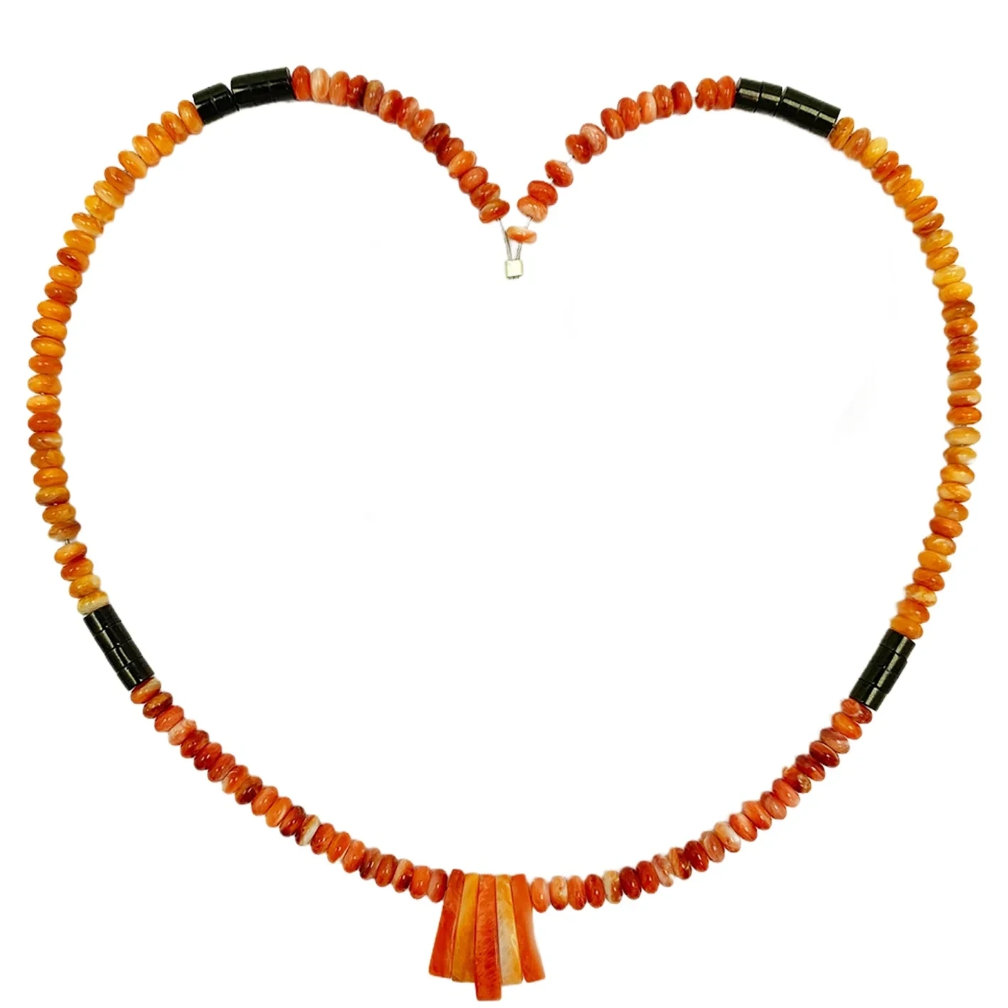 15g Orange Spiny Oyster With Black Agate Heishi Smooth Bead Gemstone Necklace Unique Gifts For Women 1