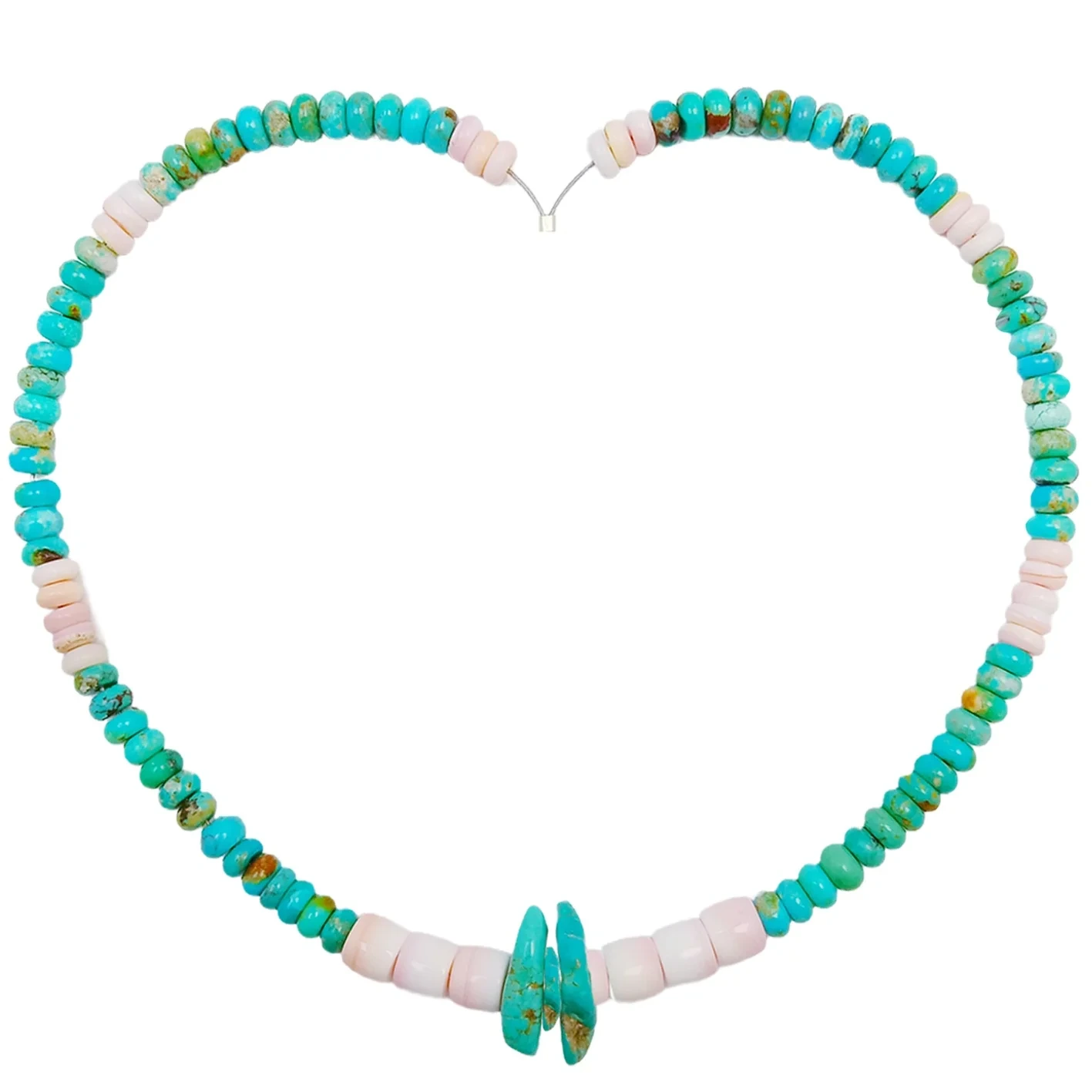 Natural Turquoise And Pink Opal Green Pink Color Round Gemstone Beads Relief Gift For Her Strength Necklace Jewelry Holiday 1