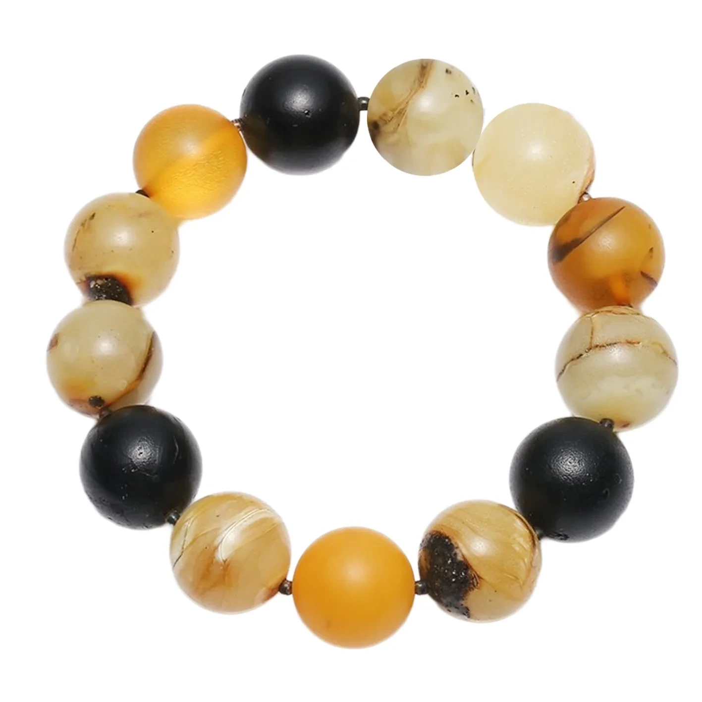Siyayya Kai tsaye Daga Turai Tekun Baltic Na Halitta mara Ingantaccen Ruwan Zuma Ruwan zuma Beeswax Flower Amber Inlaid Munduwa Mai nauyi 1