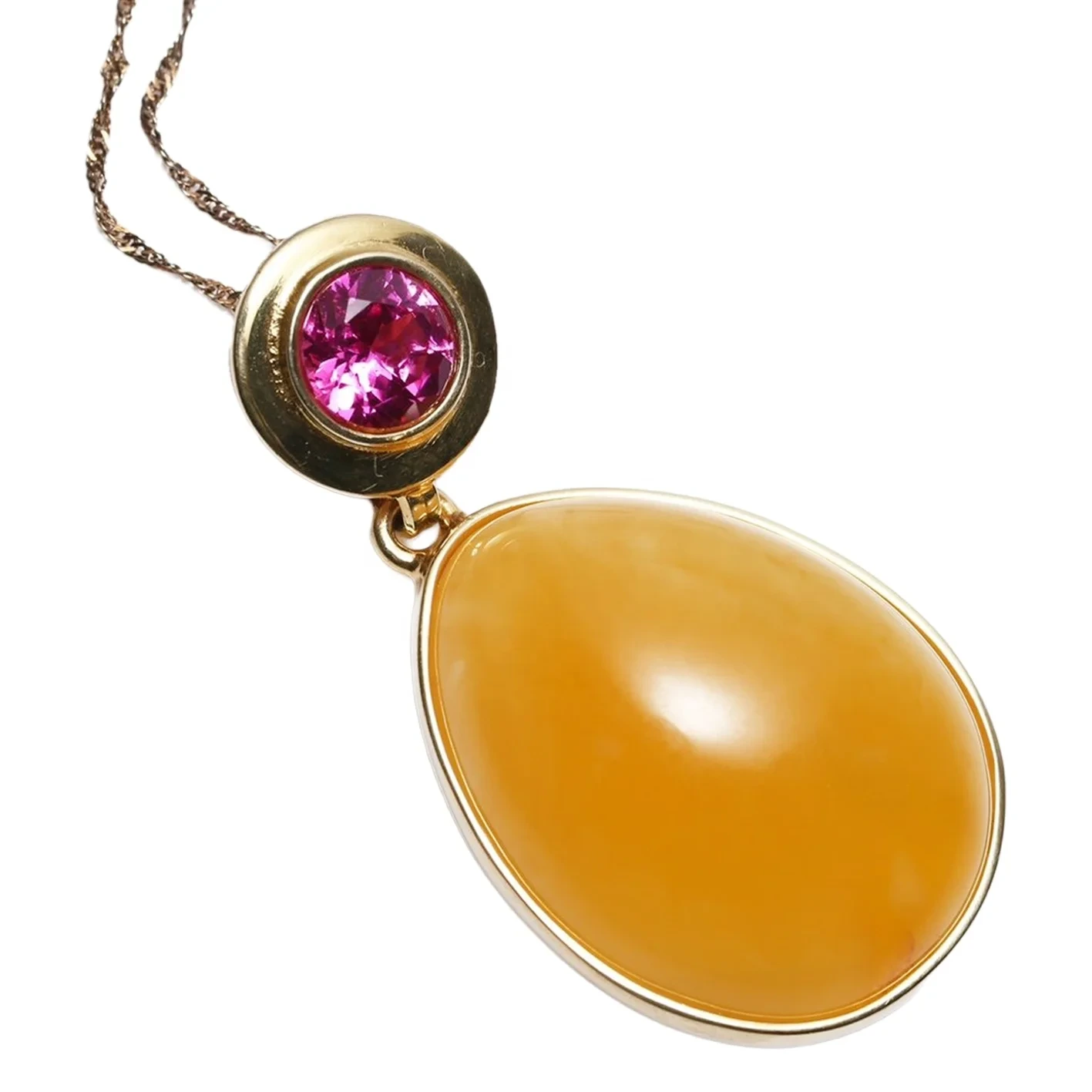 Natural Amber Yellow Colorbaltic Non-optimized Chanterelle Beeswax Pendant Sterling Silver Gold Setting 10.1g As Mpho 1