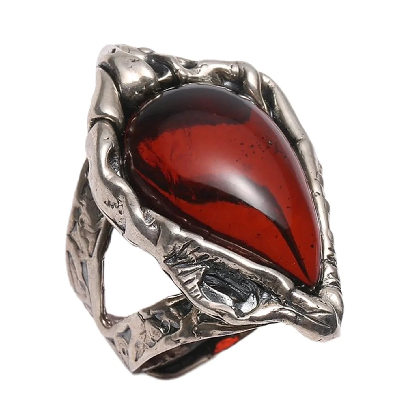 20.5g Red Amber Natural Baltic Sea Non-optimized Blood Pool Ring 925 Sterling Silver Inlay Fashion Design Holiday Gift 1