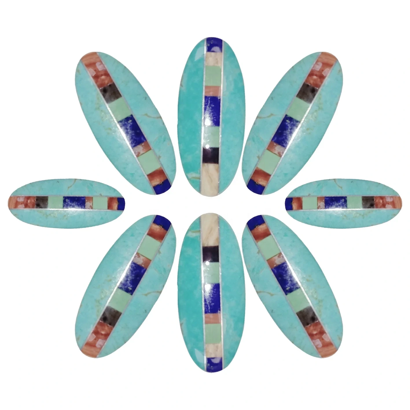 Natural Turquoise Colorful Gemstone Cabochon Shape Oval Long Size 23*10mm Jewellery Natural Stone Making Choker Necklace 1