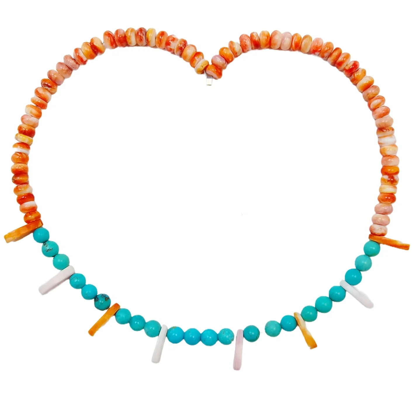 16inch 26.5g Natural Turquoise And Orange Spiny Oyster Color Orange With Blue Necklace Diy Jewelry Making And Beadwork Design 1