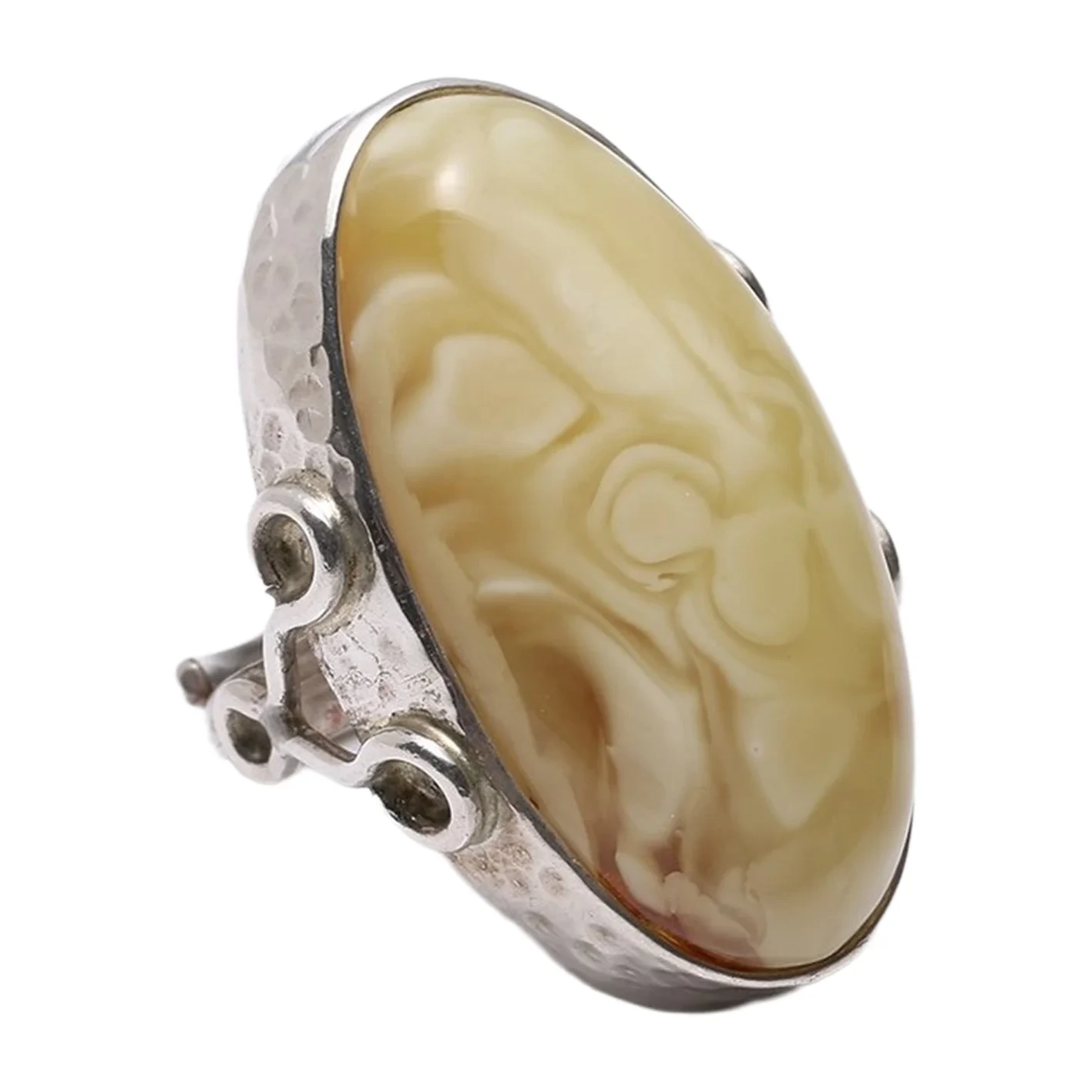 Baltic White Amber Gemstone Handmade 925 Sterling Silver bag bag Stamped Amber bag fè kado pou li 1