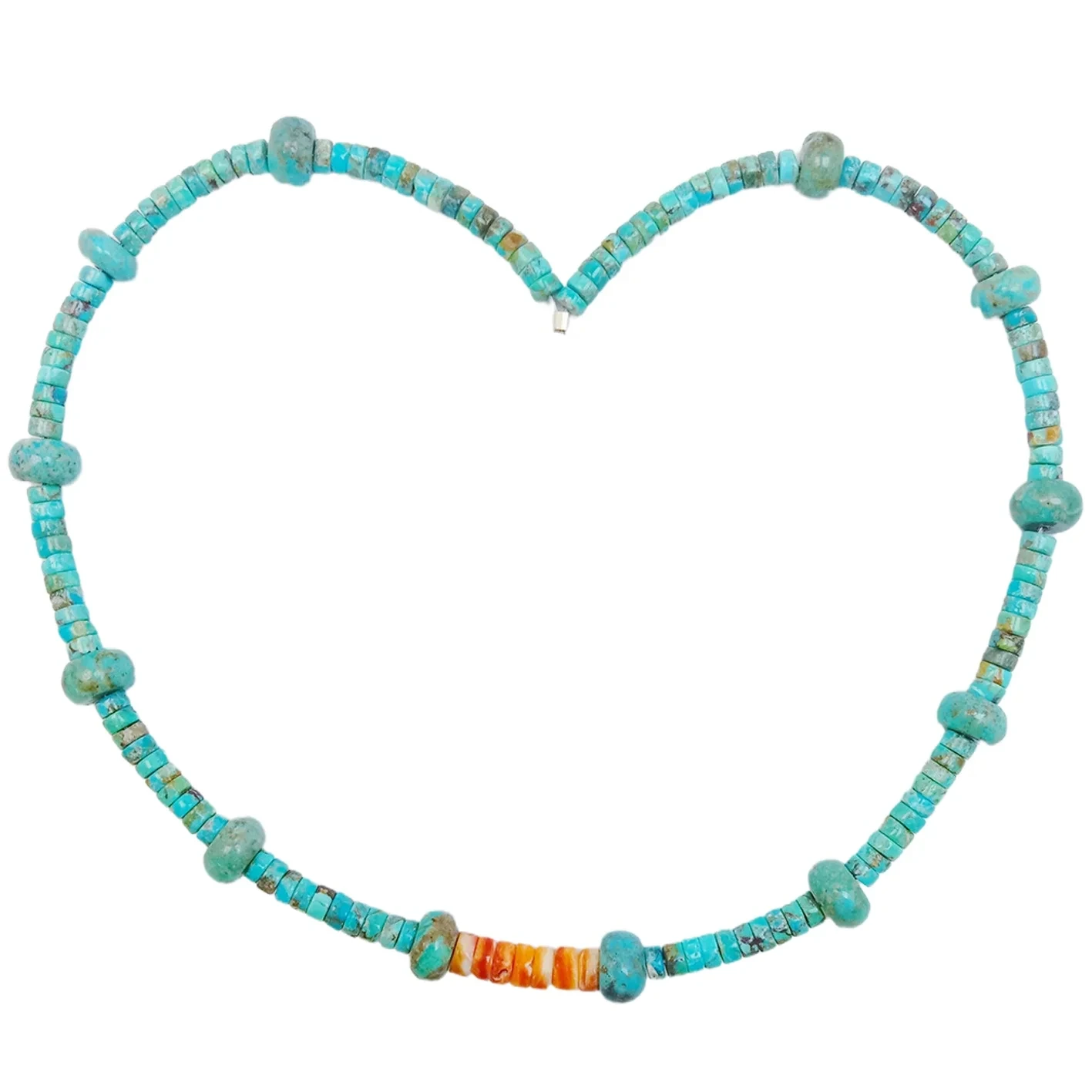 Natural Turquoise Necklace 17g Roundle And Heishi Beads Blue With Orange Color As Gift For Family Summer Good Choice 1