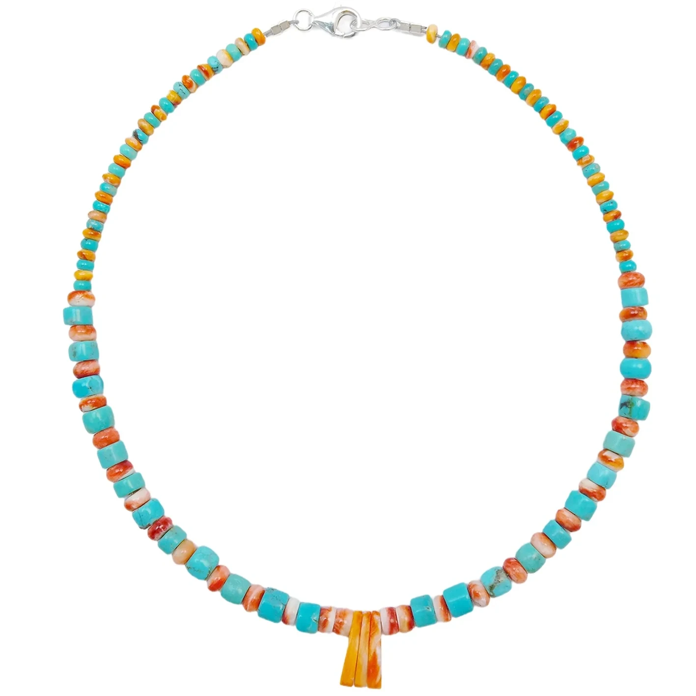 Turquoise-dabiiciga ah iyo Orange Spiny Oyster 22.9g Heishi oo leh Kuul wareeg ah oo Gemstone Jemelry hadiyad jawiga hadiyadeed 1