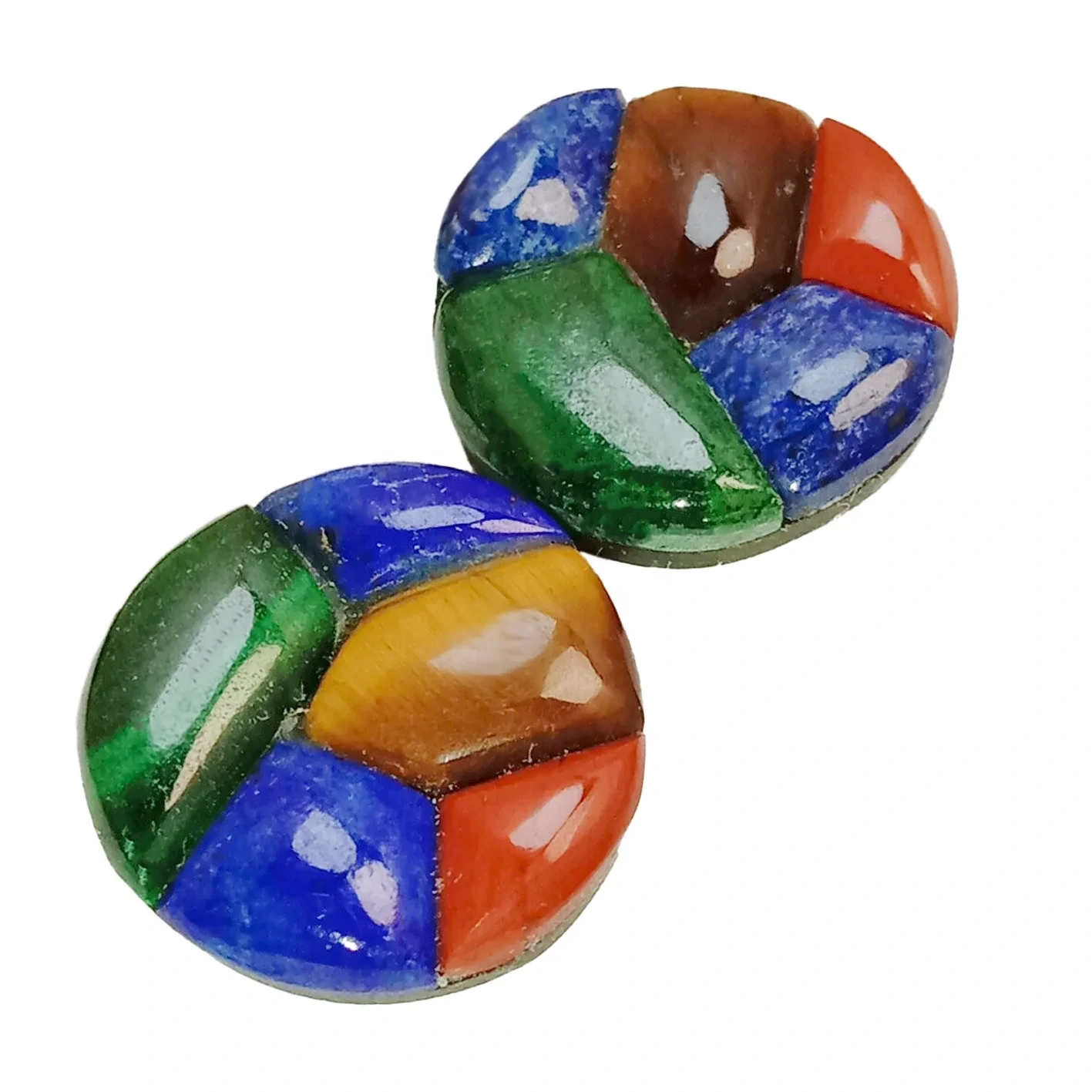 Shell Cabochon Gemstone na-eme ụdị agba dị iche iche nwere ụdị n'efu nha 12mm ọla mgbanaka mgbanaka mgbanaka nkịtị. 1