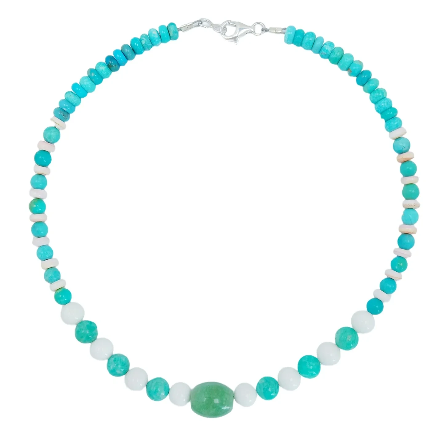 Natural Turquoise Amazonite Tridacna Aventurine Roundle Round Beads Gemstone Combination Alahas Size 16inch Weight27.6g 1