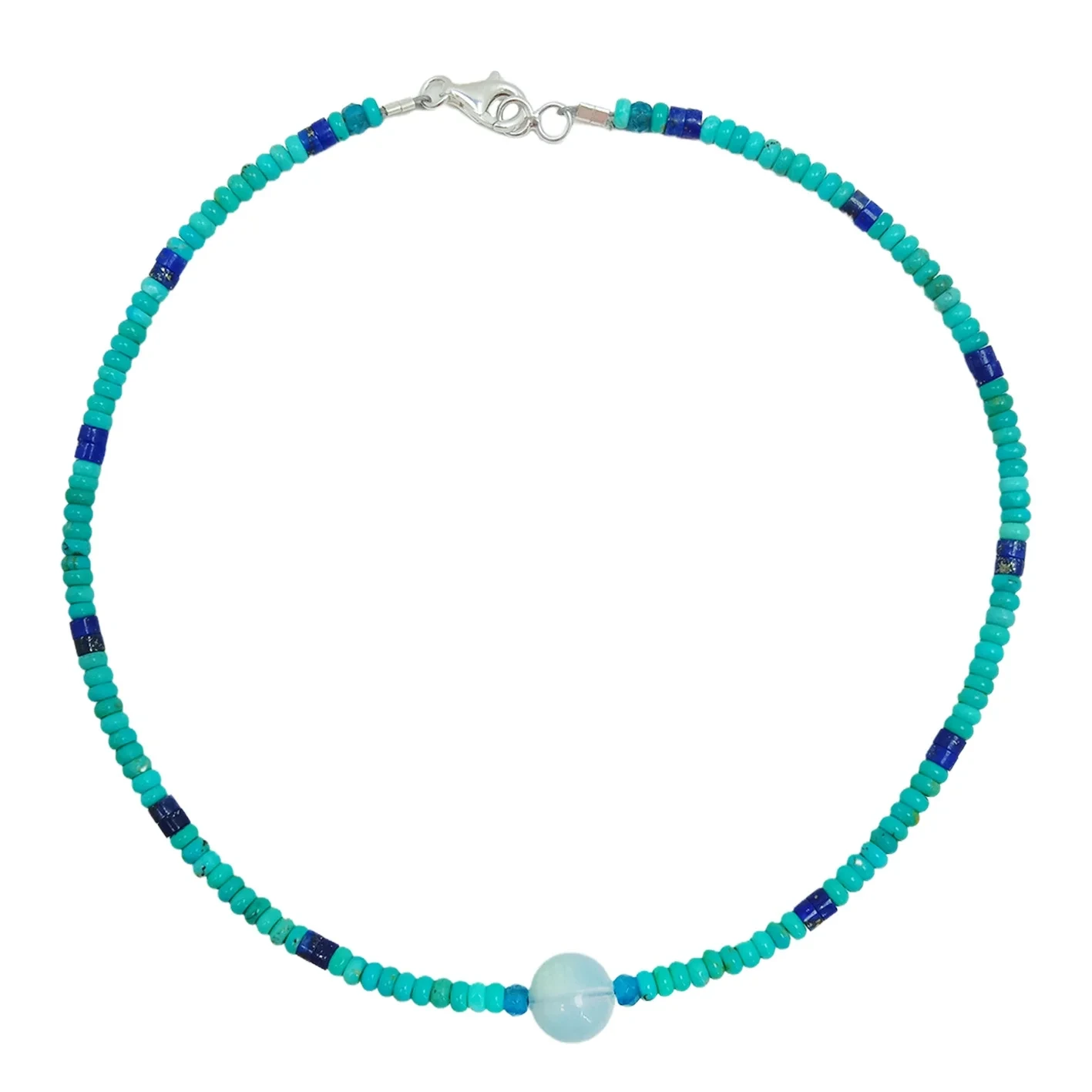 Natural Turquoise Lapis Lazuli Fluorite Fluorspar And Amazonite Distinct Jewelry Handmade Necklace Delicate Gift Summer Choice 1