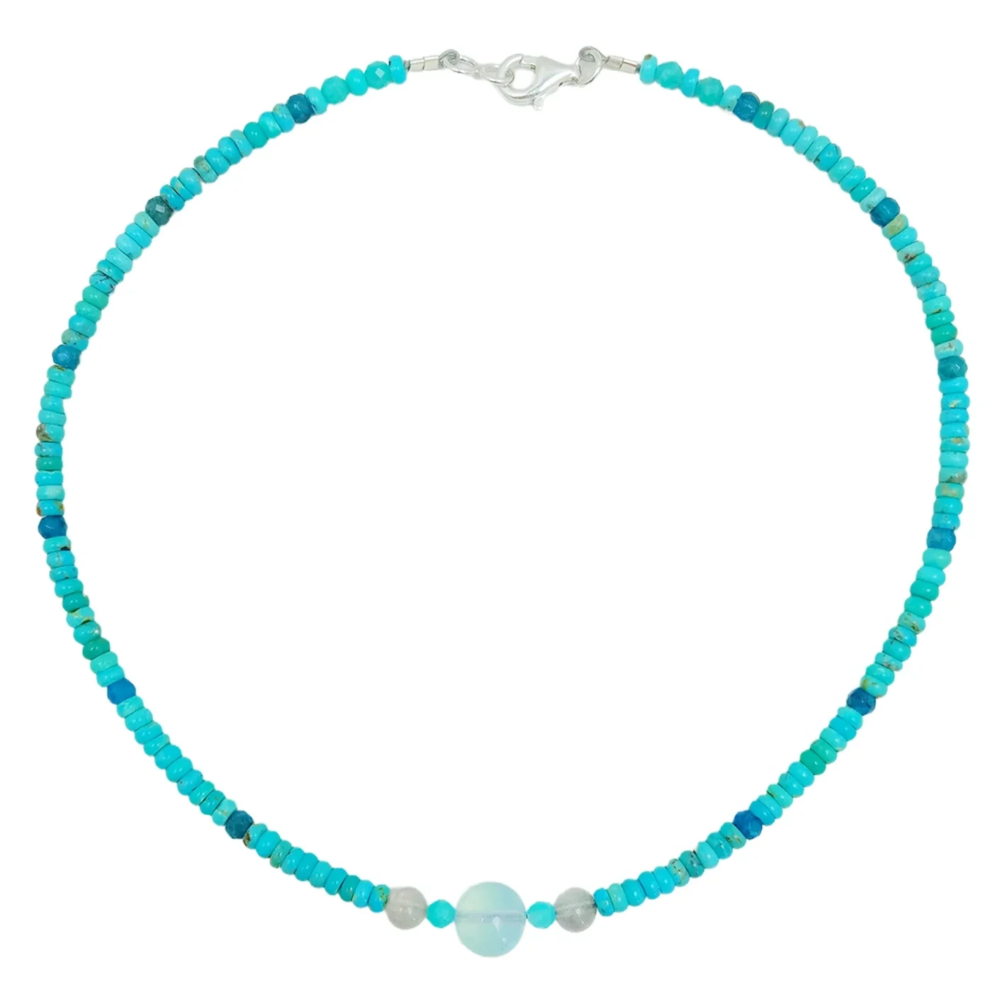 Natural Turquoise Amazonite Labradorite And Apatite Colorful Necklace 16inch 13.4gram High Quality Loose Beads Making Necklace 1