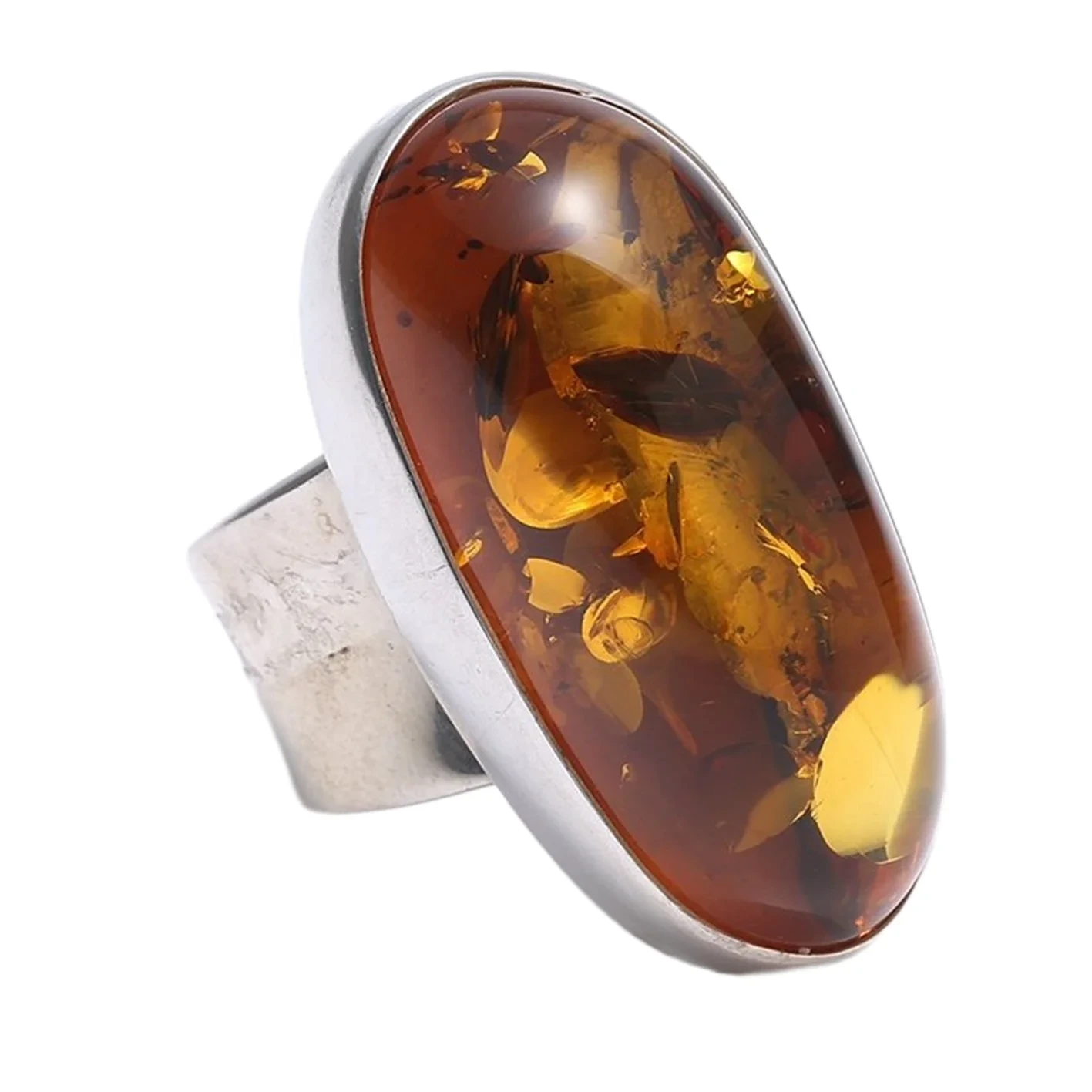 Vintage Amber Silver Ring Various Shades Of Amber Colored Simple Gift Spiritual And Healing Jewelry Flat Back Faceted 1