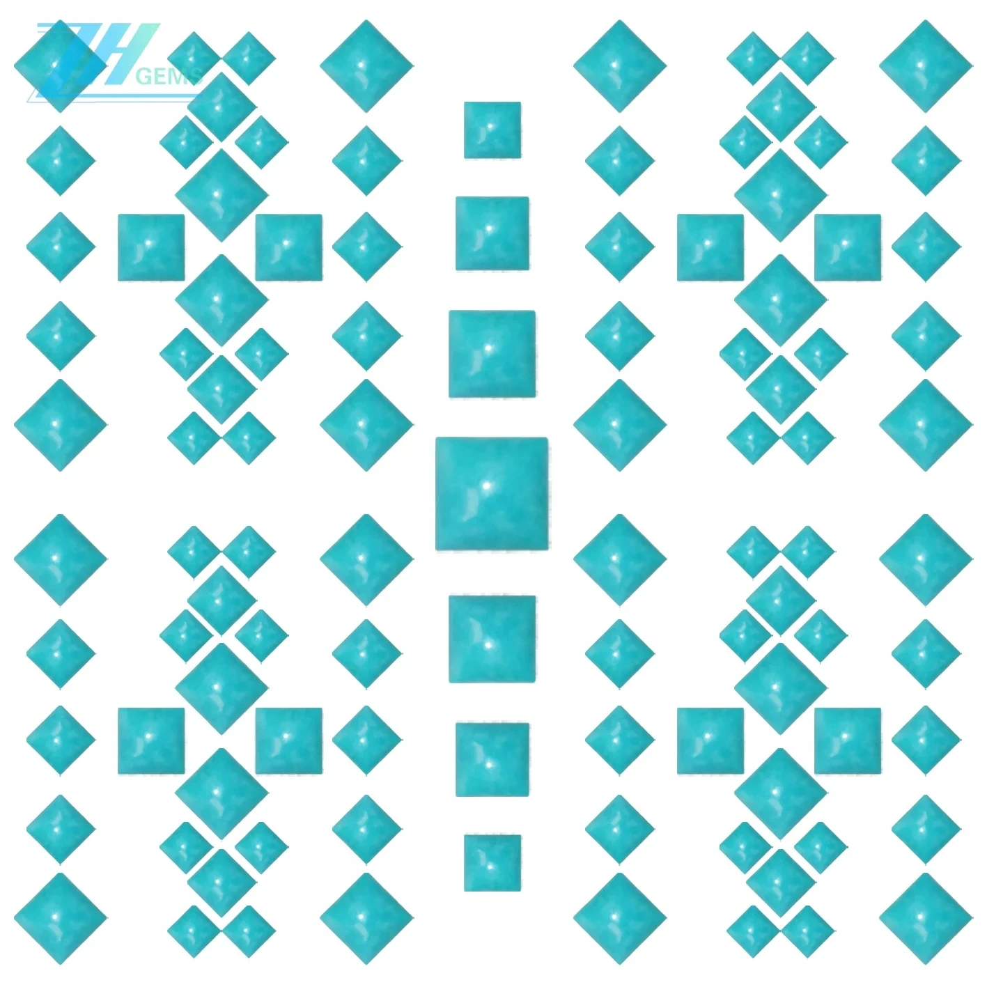 Dath Turquoise Nàdarra Cruth Gorm Uaine Meud Ceàrnag 10mm Cab Tiodhlac Latha Valentine airson a seudaireachd DIY air a dhèanamh le làimh 1