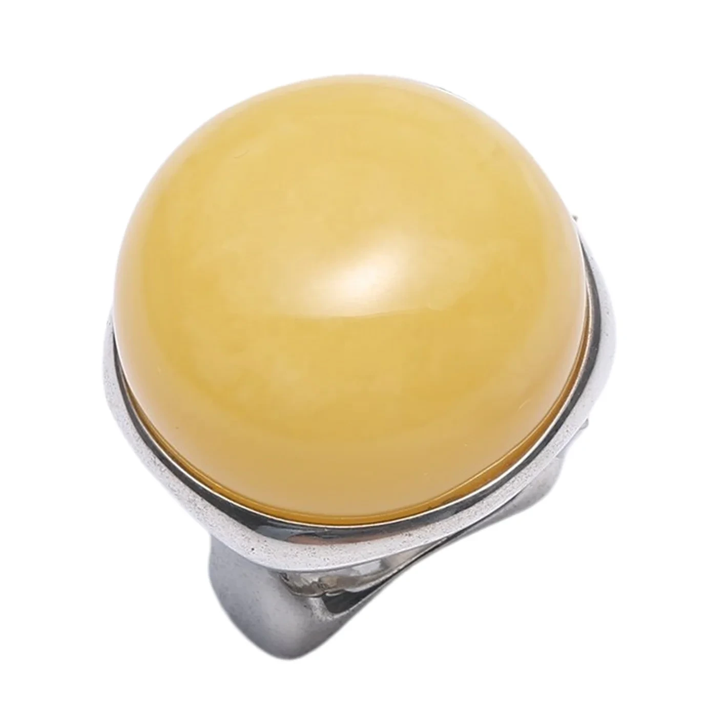 I-Amber Ring etyheli Umbala we-28.5g waMandla weSilver enaMaso eNdalo e-Amber eKhethekileyo. 1