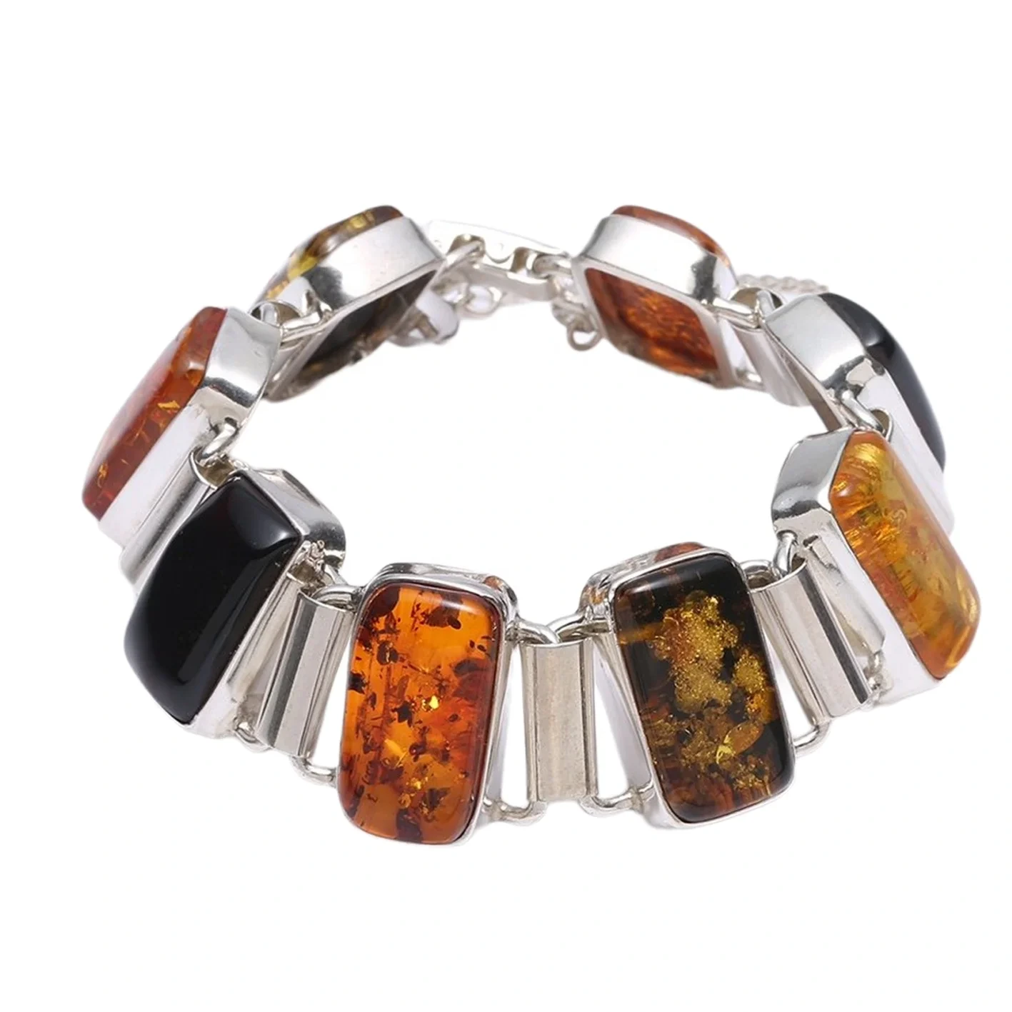 Vintage Amber Bead Bracelet Various Shades Of Amber Colored Rectangle Beads Handmade Jewelry For Man And Woman Gift 1