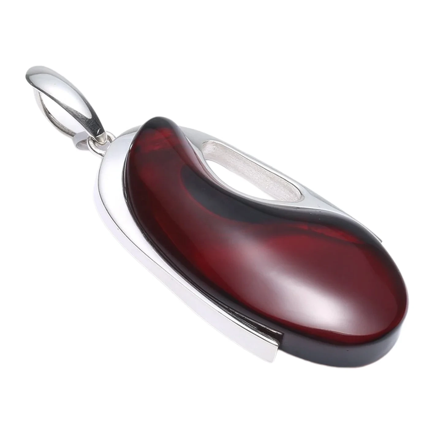 Amber With Red Plated Sterling Silver Fitting Huge Drop Shape Red Pendant Modern Amber Jewellery Set Gift For Women Necklace 1