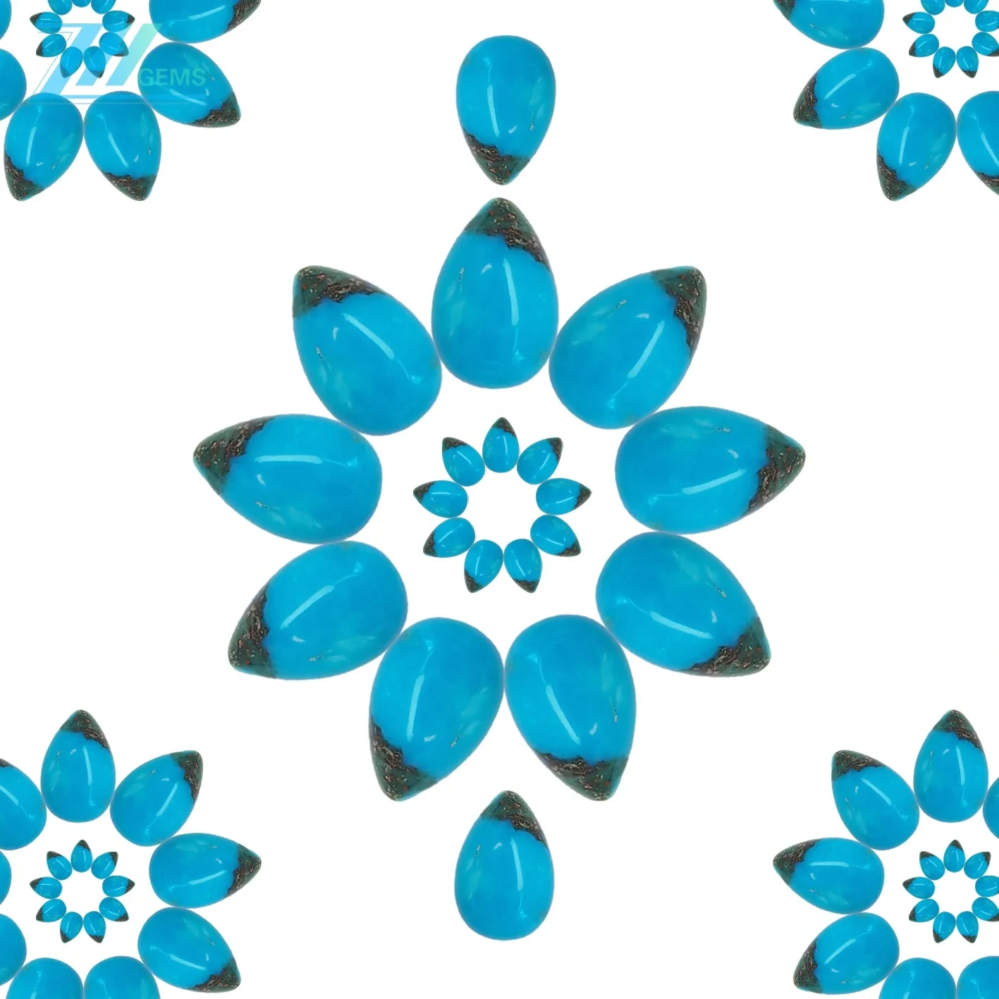 Natural Turquoise Color Blue Shape Pear Size 10*14mm Men Fashion Design Simple Spiritual And Healing Jewelry 1