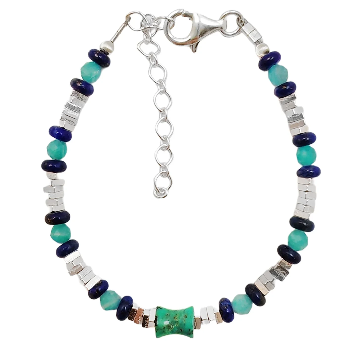 S925 Silver Beads Robala Botle Morafong oa Tlhaho Sterling Treatment Turquoise Casual Bracelet Jewelry Fashion 1
