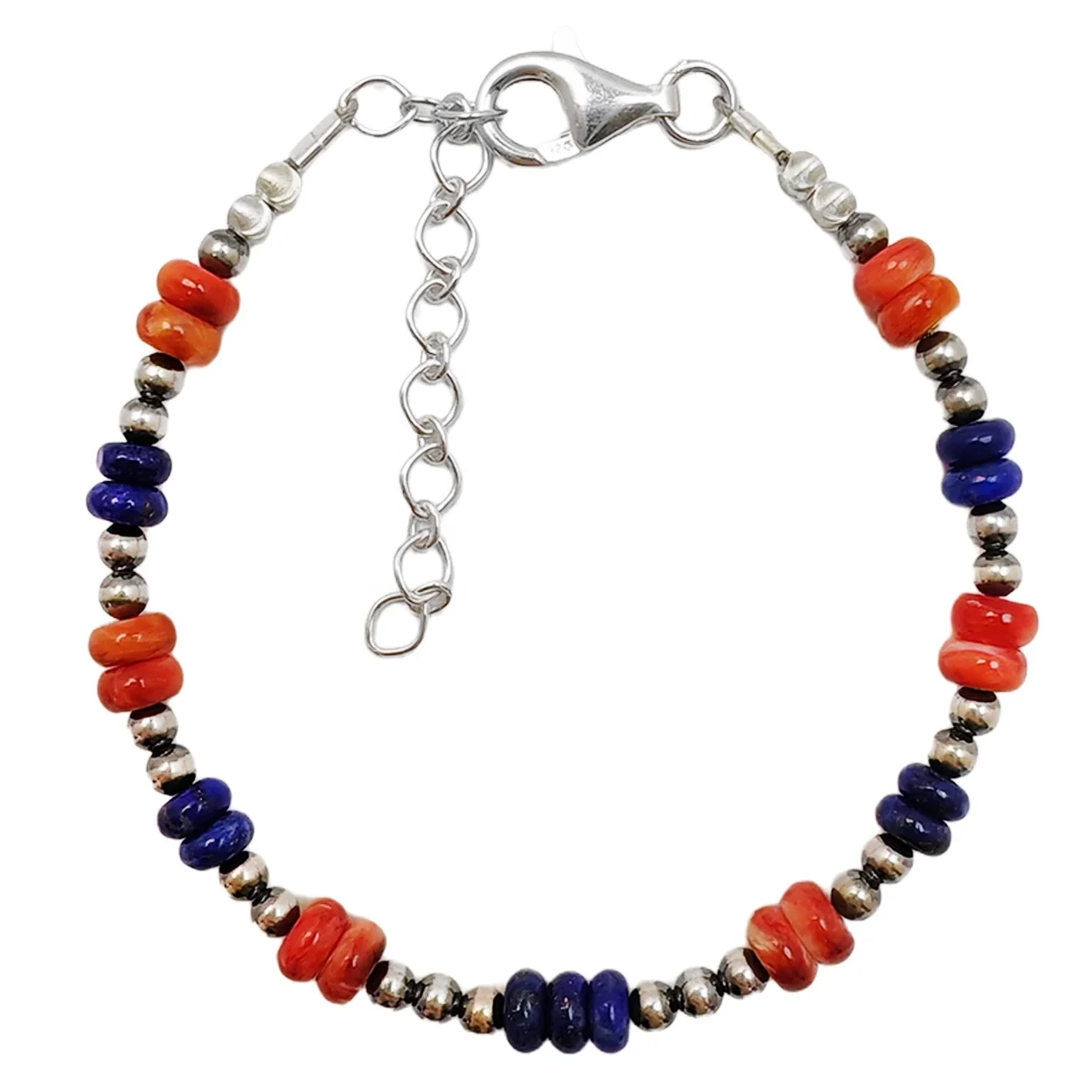 Hög kvalitet Orange Röd Taggig Oyster Naturlig Lapis Lazuli S925 Silversmycken Dam Enkel och modern stil 1