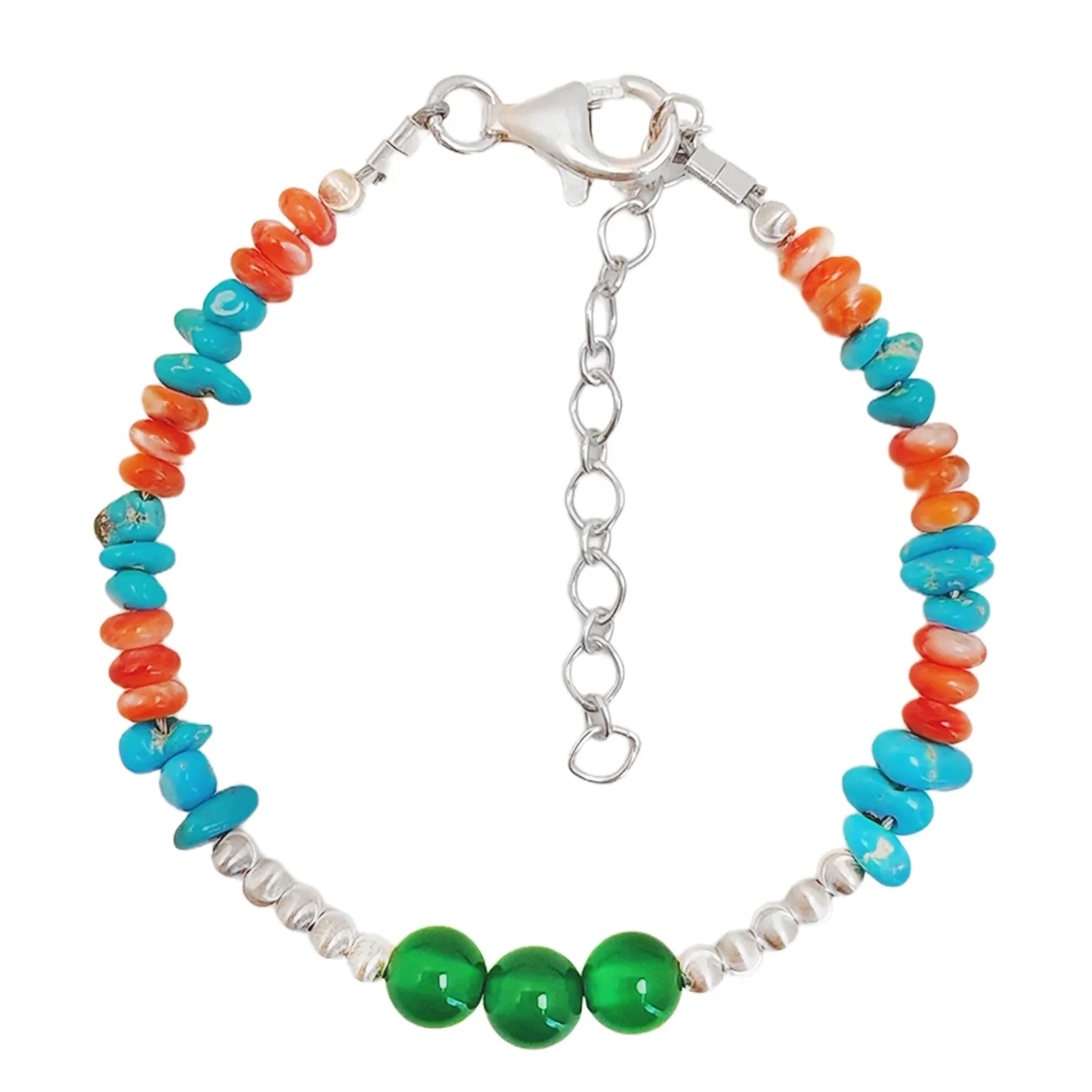 Premium Chrysoprase Och Turkos Silver Armband Dammode Smycken Slumpmässig Natur Turkos 1