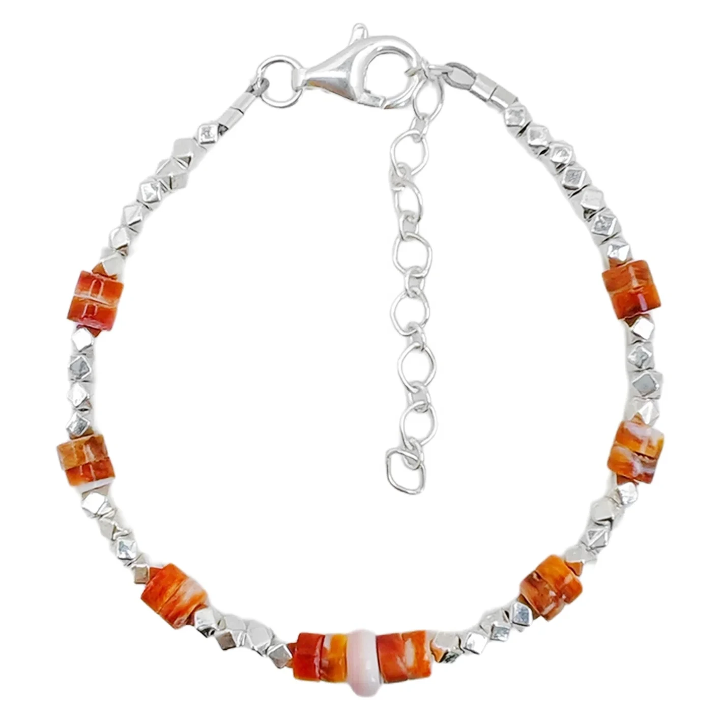 S925 Silver And Red Spiny Oyster Fashion Bracelet Natural Pink Opal Beauty Jewelry As A Gift For The Family 1