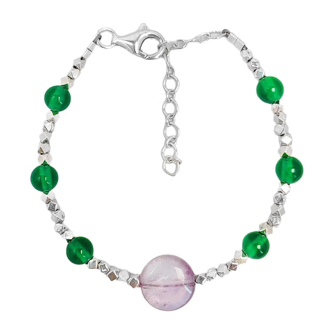 Fashionable And Delicate Faceted S925 Silver Bracelet Natural Chrysoprase Amethyst Bracelet Is Simple And Niche Luxury 1