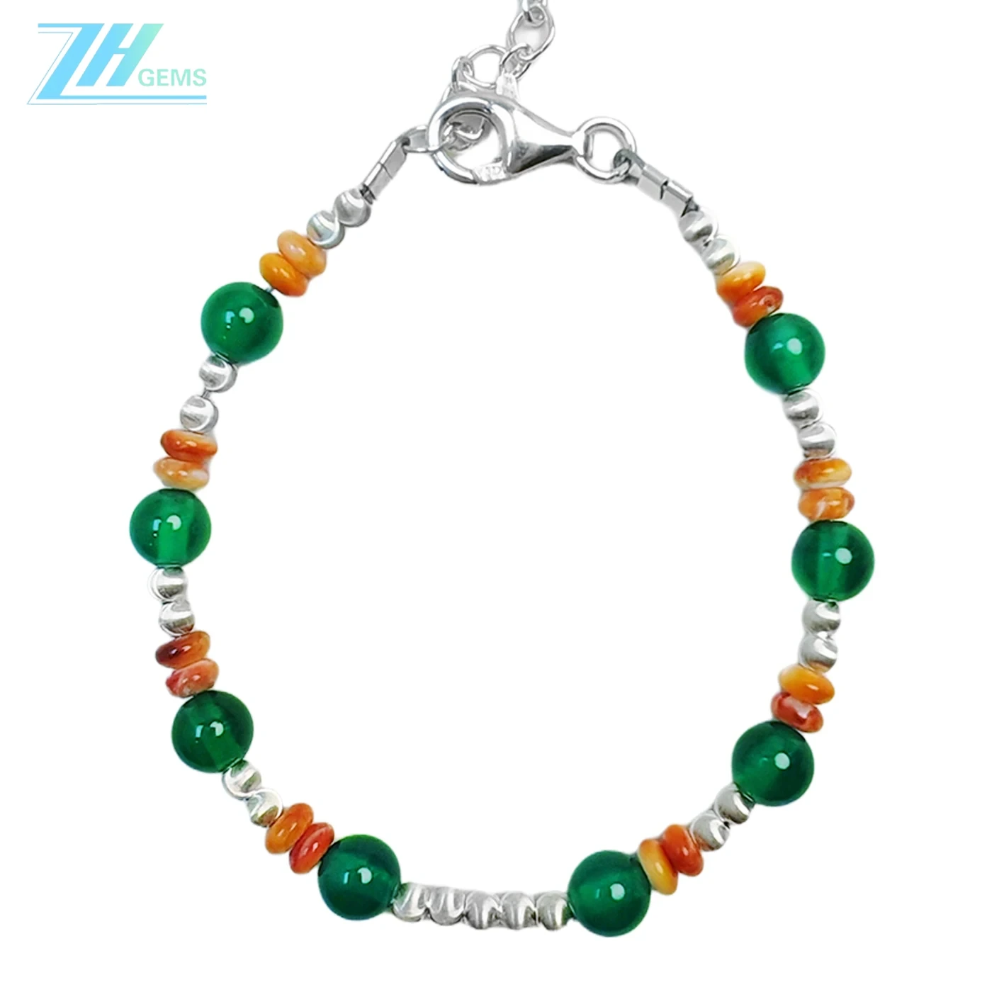 Braslè deyès pou Fashion Chrysoprase Wouj Spiny Oyster S925 Silver Pi bon vann pou plizyè okazyon 1