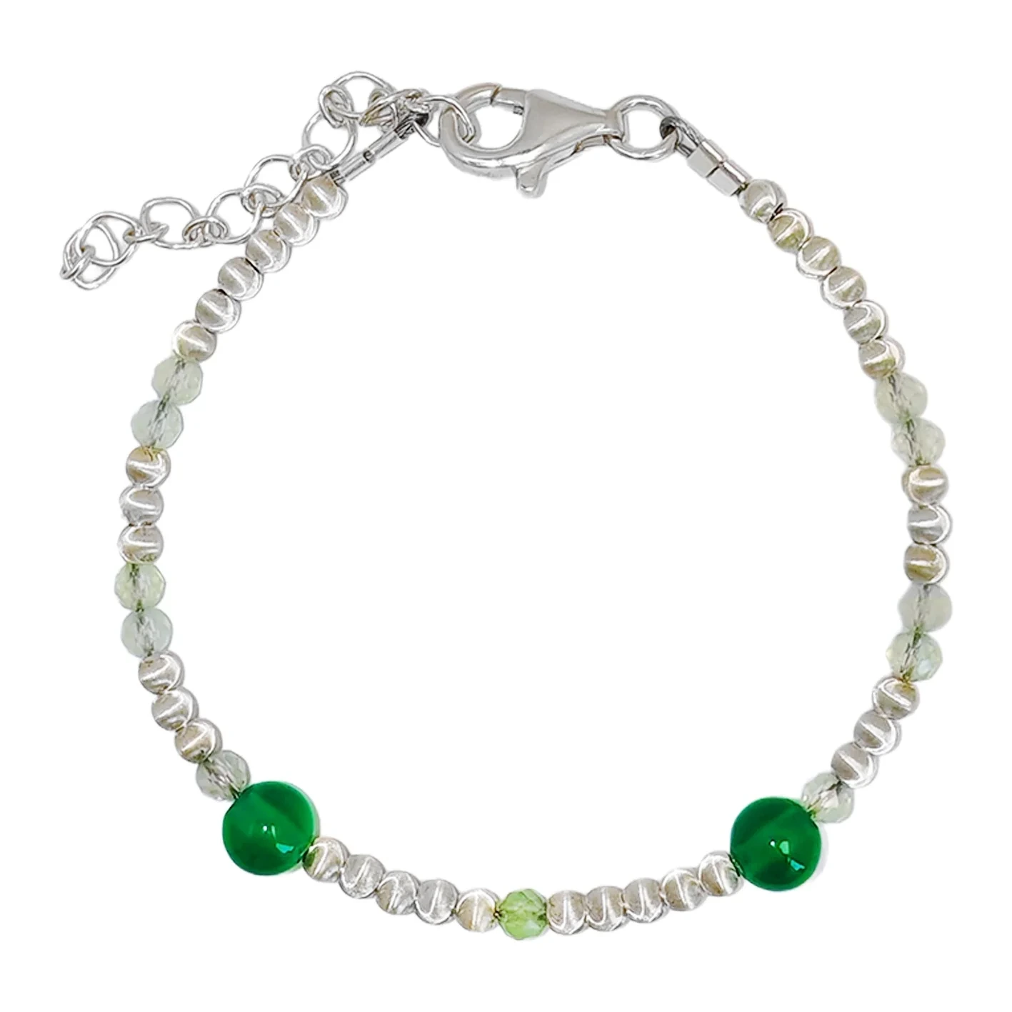 Hot Sale S925 Silver Armband Chrysoprase Prehnite Enkel Design Mångsidigt Armband Smycken 1