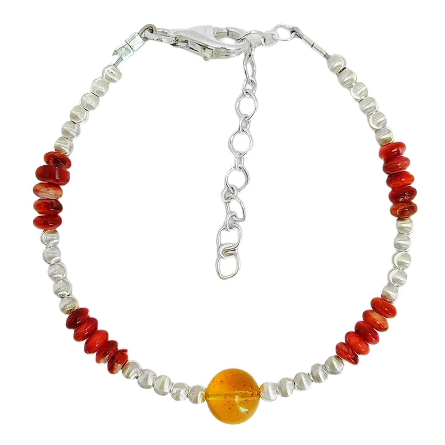 Special Price S925 Silver Bracelet Spiny Oyster Red Natural Amber Bracelet Women's Fashion Jewelry 1