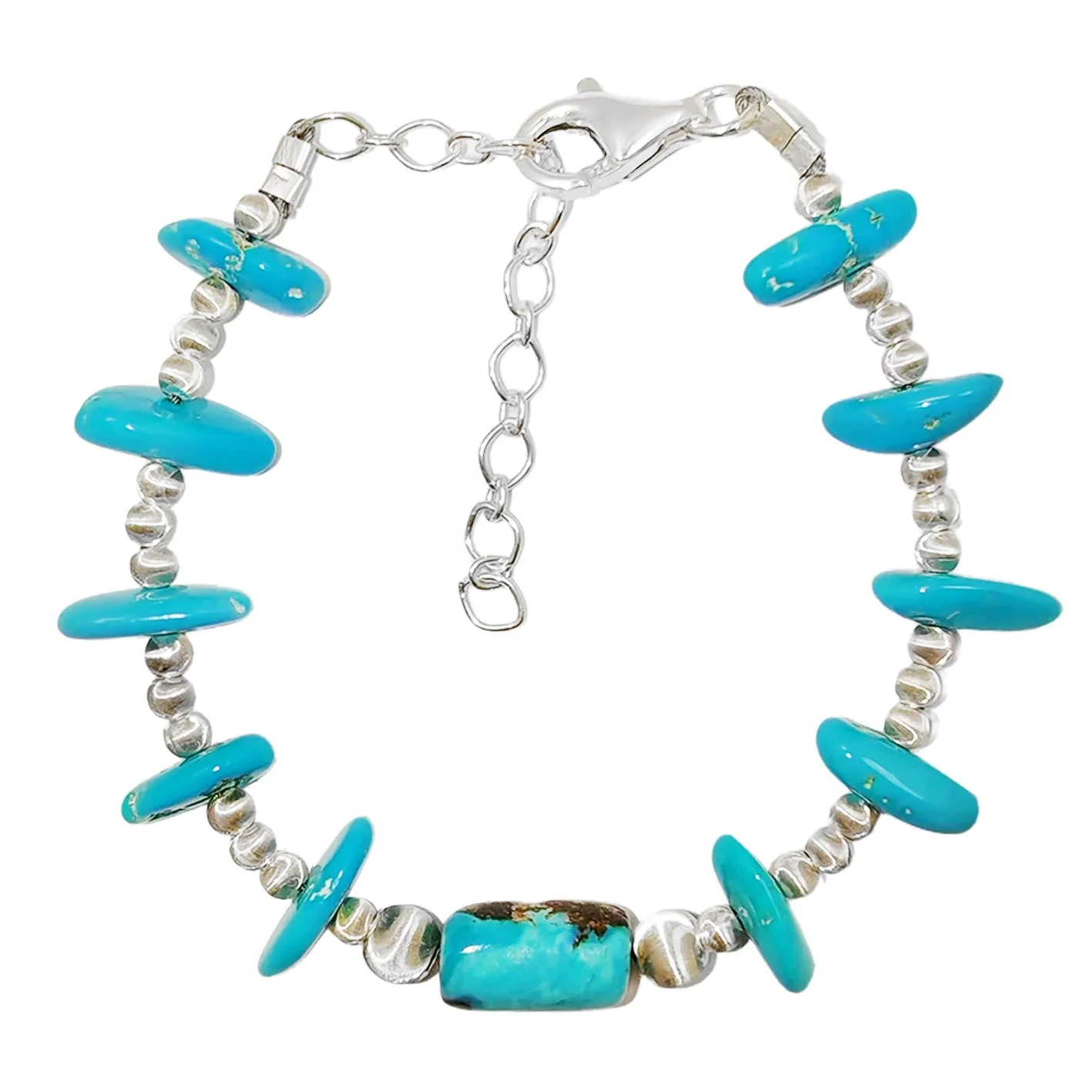 Natural Sterling Treatment Turquoise kvennaarmband með viðkvæmu S925 silfri og grænblár fallegt silfur 1