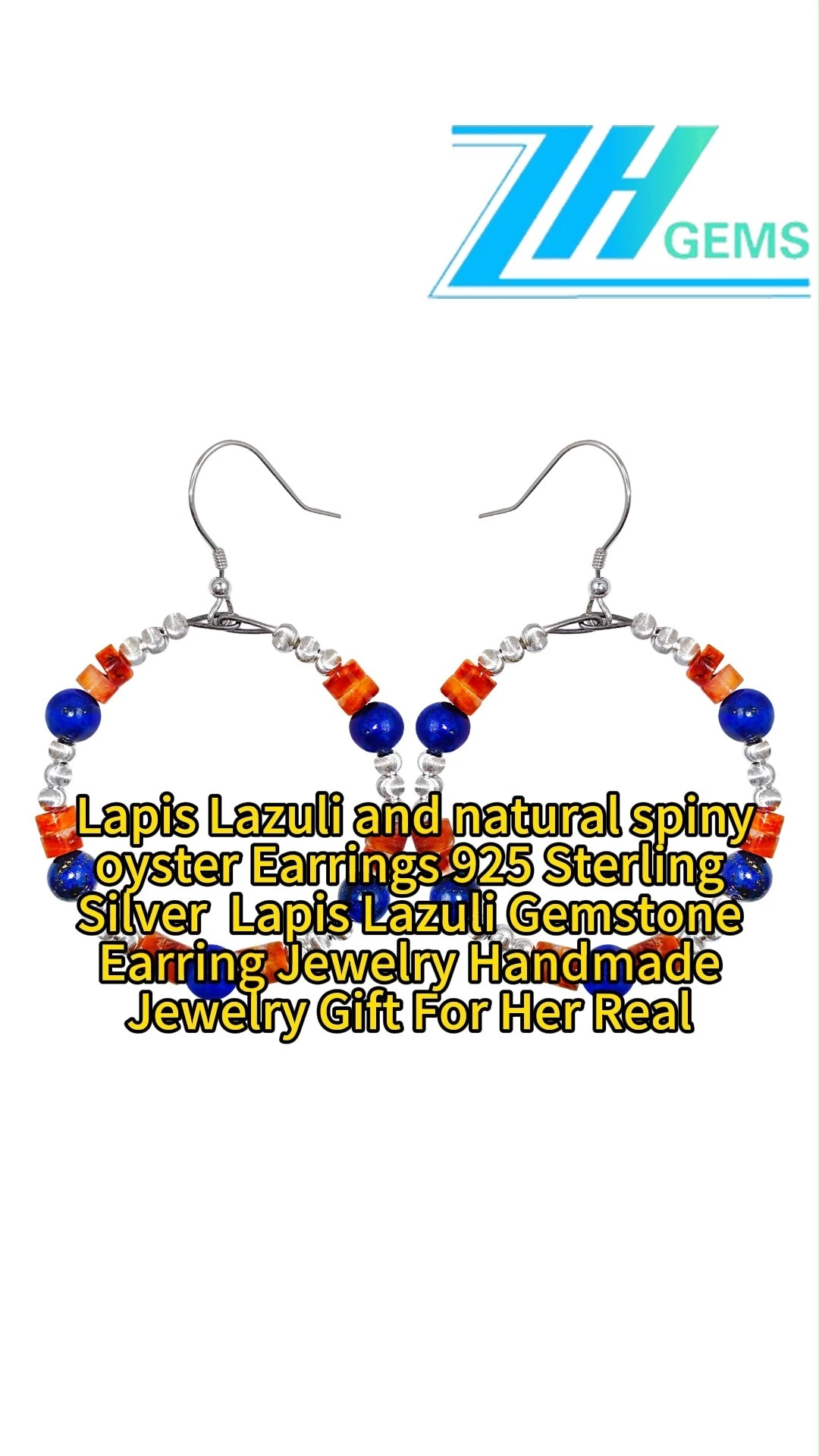 Lapis Lazuli And Natural Spiny Oyster Earrings 925 Sterling Silver Lapis Lazuli Gemstone Earring Jewelry Handmade 1