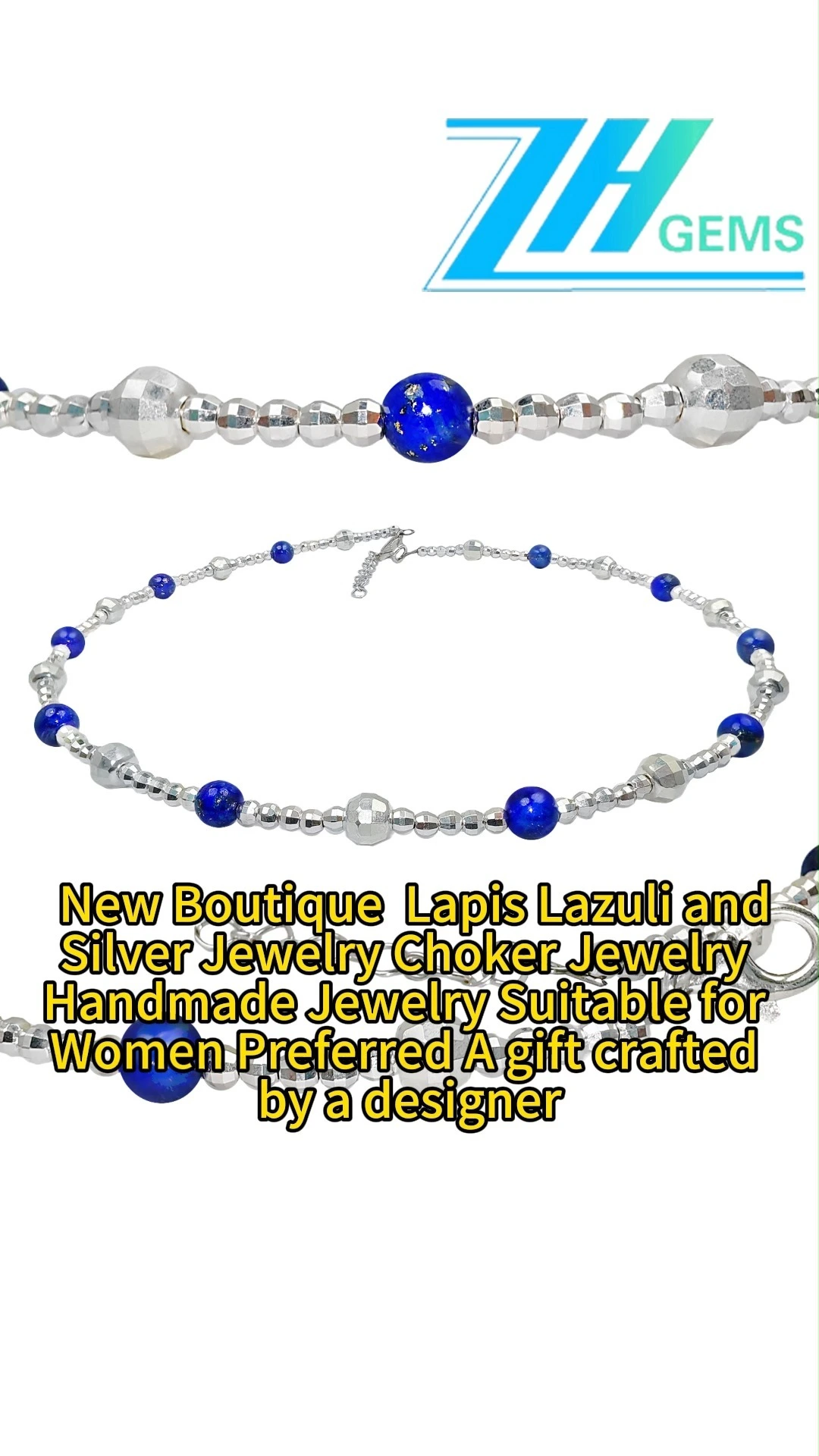 New Boutique Lapis Lazuli And Silver Jewelry Choker Jewelry Handmade Jewelry Suitable For Women A Gift Crafted By A Designer 1