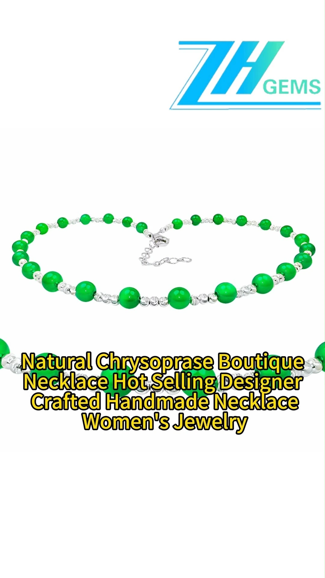 Natural Chrysoprase Boutique Necklace Hot Selling Designer Crafted Handmade Necklace Women's Jewelry 1