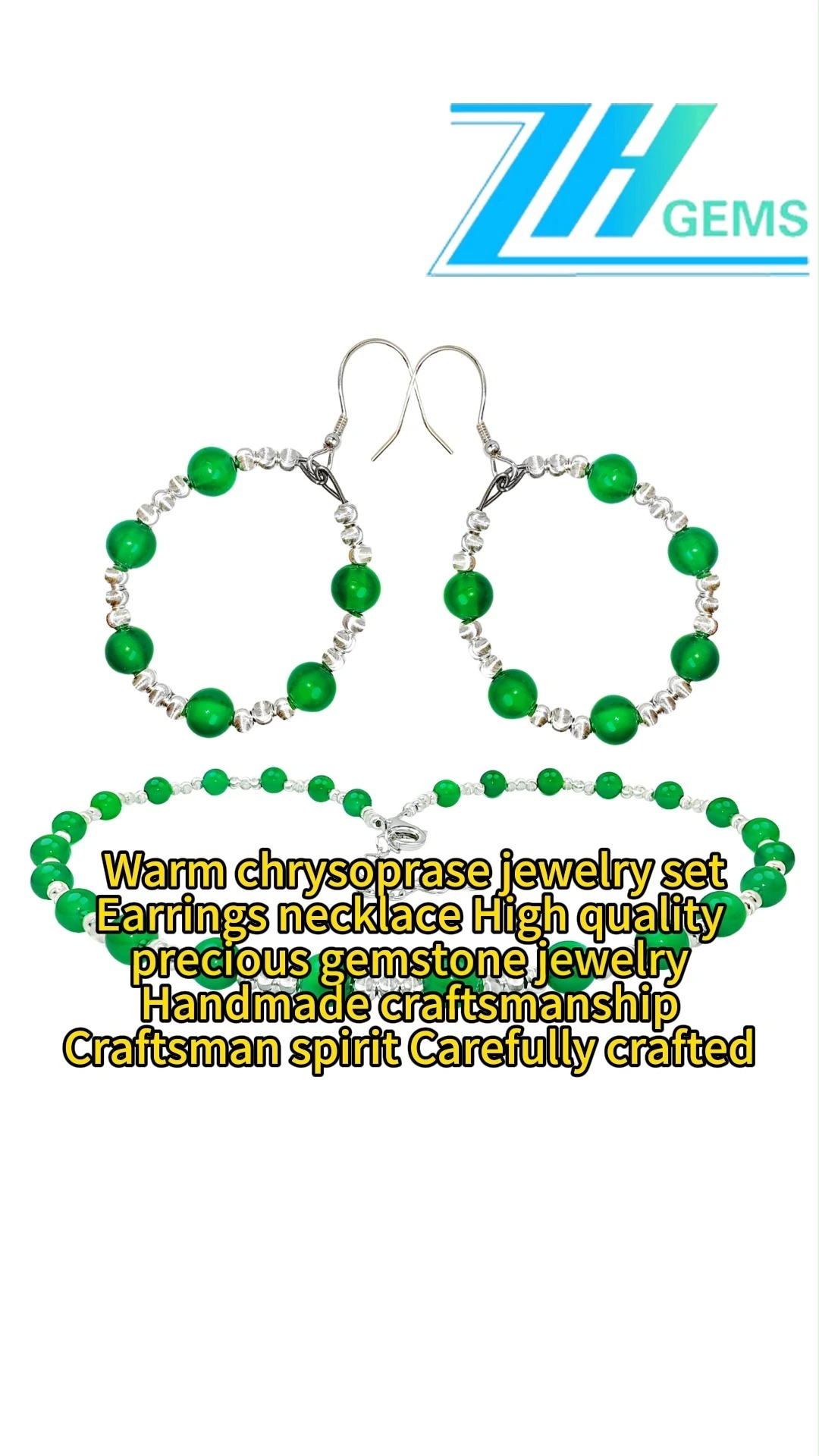 Warm Chrysoprase Jewelry Set Earrings Necklace High Quality Precious Gemstone Jewelry Handmade Craftsmanship 1