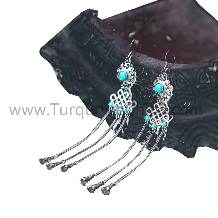 گوشواره آبی فیروزه ای در قیمت های عمده فروشی | Zh Gems 8