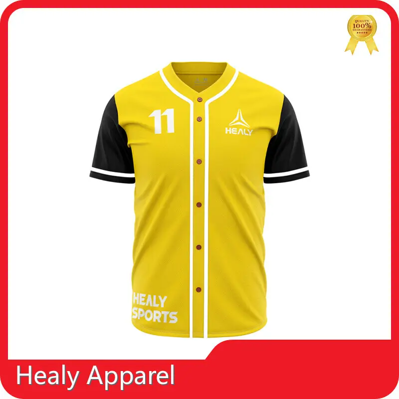 Top Healy Sportswear Mens Button Down Baseball Jersey - Customized Logo Printing 1