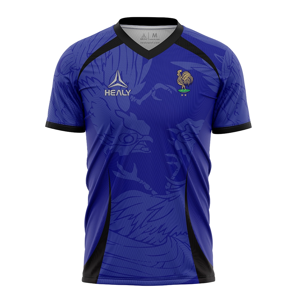 HEALY VLASTNÍ RYCHLÉ Dry SOCCER SHIRD Trendy Francie Tematické fotbalové oblečení s uměleckým kohoutem designem 1