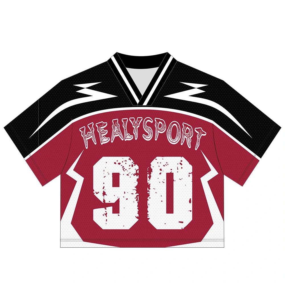Jersey Sepak Bola Healy yang Dapat Disesuaikan dengan Motif Nostalgia dan Atasan Jaring Rusak untuk Penggemar Sepak Bola Jadul 1